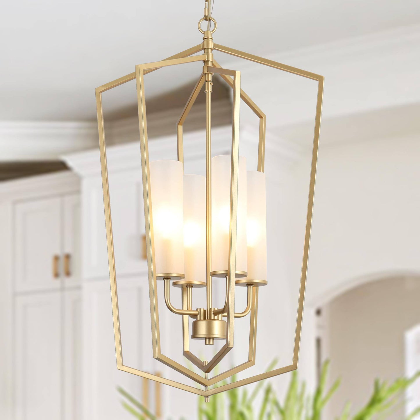 Mesmerizing 4-Light Small Gold Chandelier