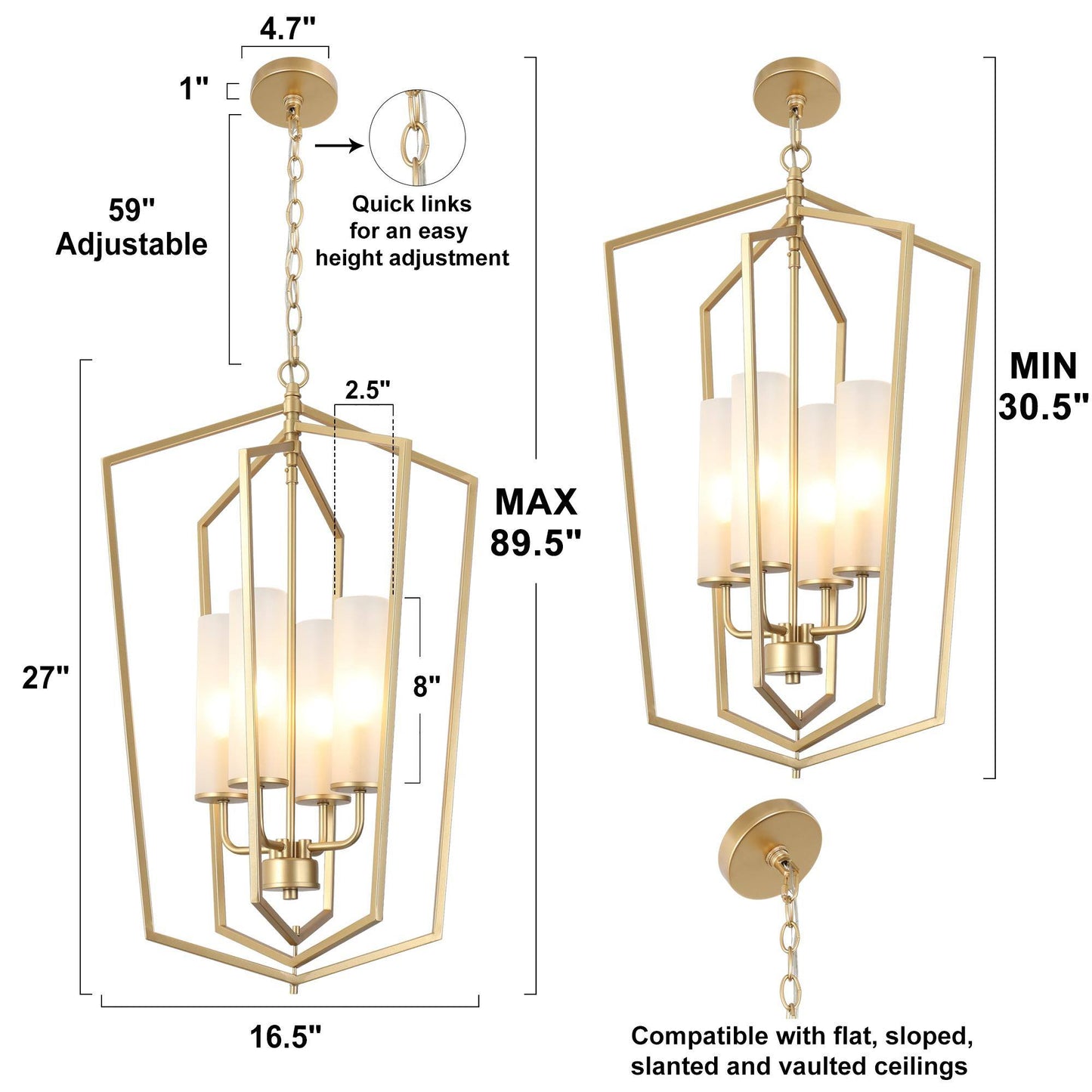 Mesmerizing 4-Light Small Gold Chandelier