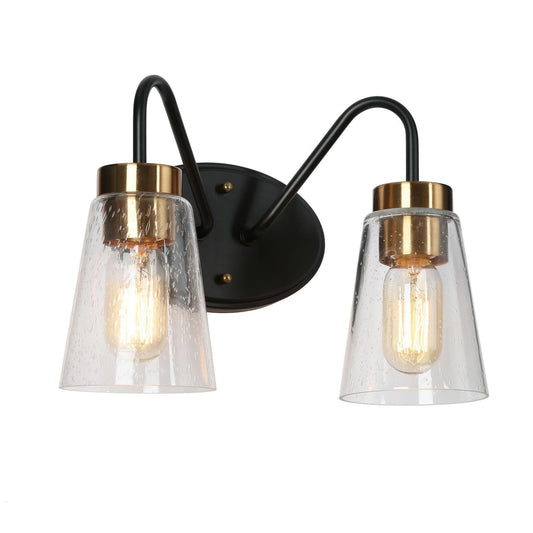 Neil 2-Light Black and Brass Vanity Light