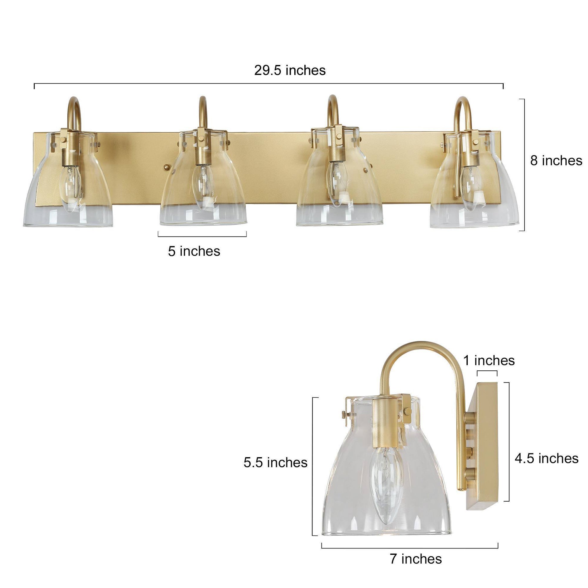 Erythronium 4-Light Gold Vanity Light