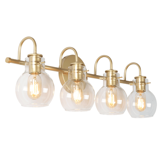 Modern Gold 4-Light Vanity Light with Globe Glass Shades