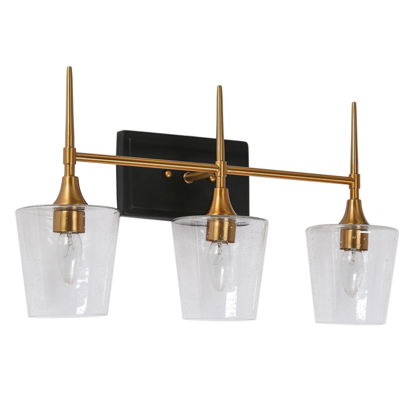 3-Light Bath Vanity Light Clear Seeded Glass Wall Sconces - Belles Lighting