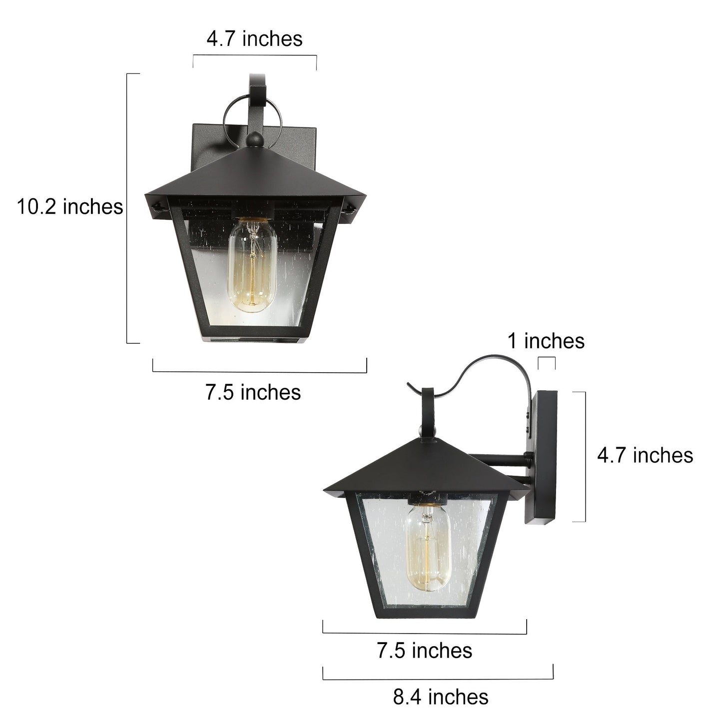 Nigracrata 10"H 1-Light Black Outdoor Wall Light Set of 2