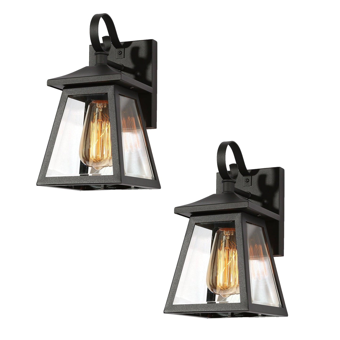 1-Light 2 Pack Outdoor Lantern Wall Light with Clear Glass - Belles Lighting