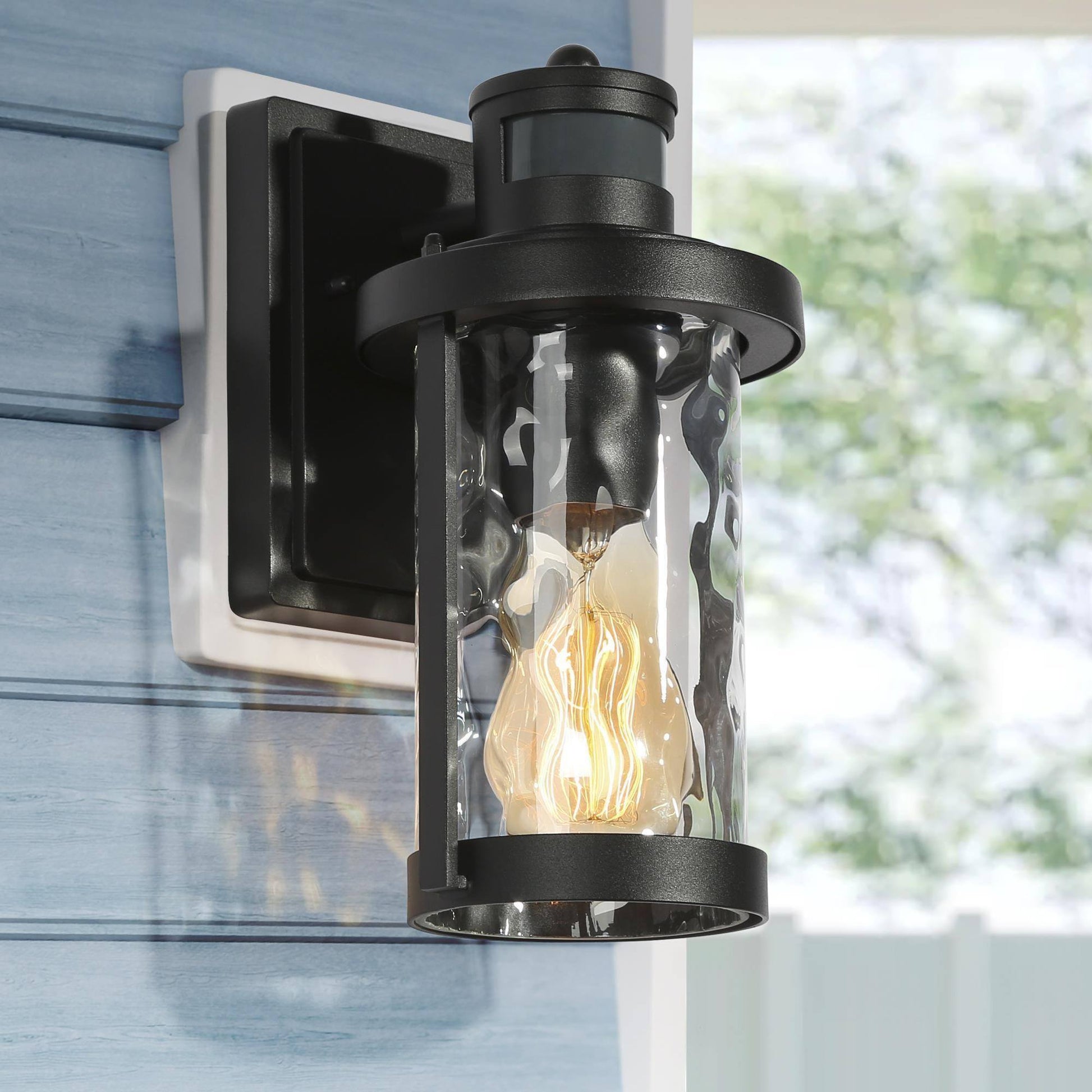 Zoriluna 10.5"H 1-Light Black Dusk to Dawn Motion Sensor Outdoor Wall Lantern