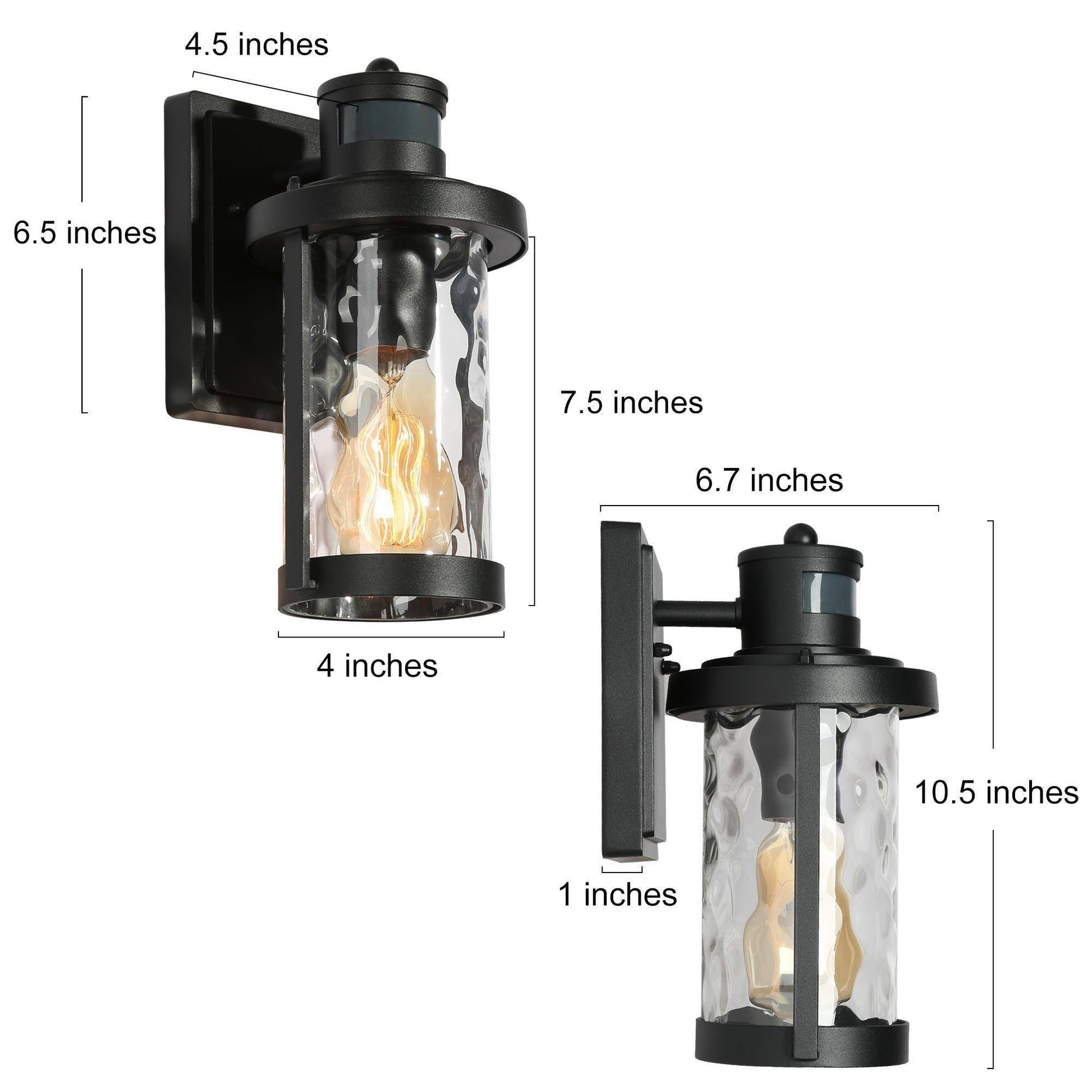 Zoriluna 10.5"H 1-Light Black Dusk to Dawn Motion Sensor Outdoor Wall Lantern