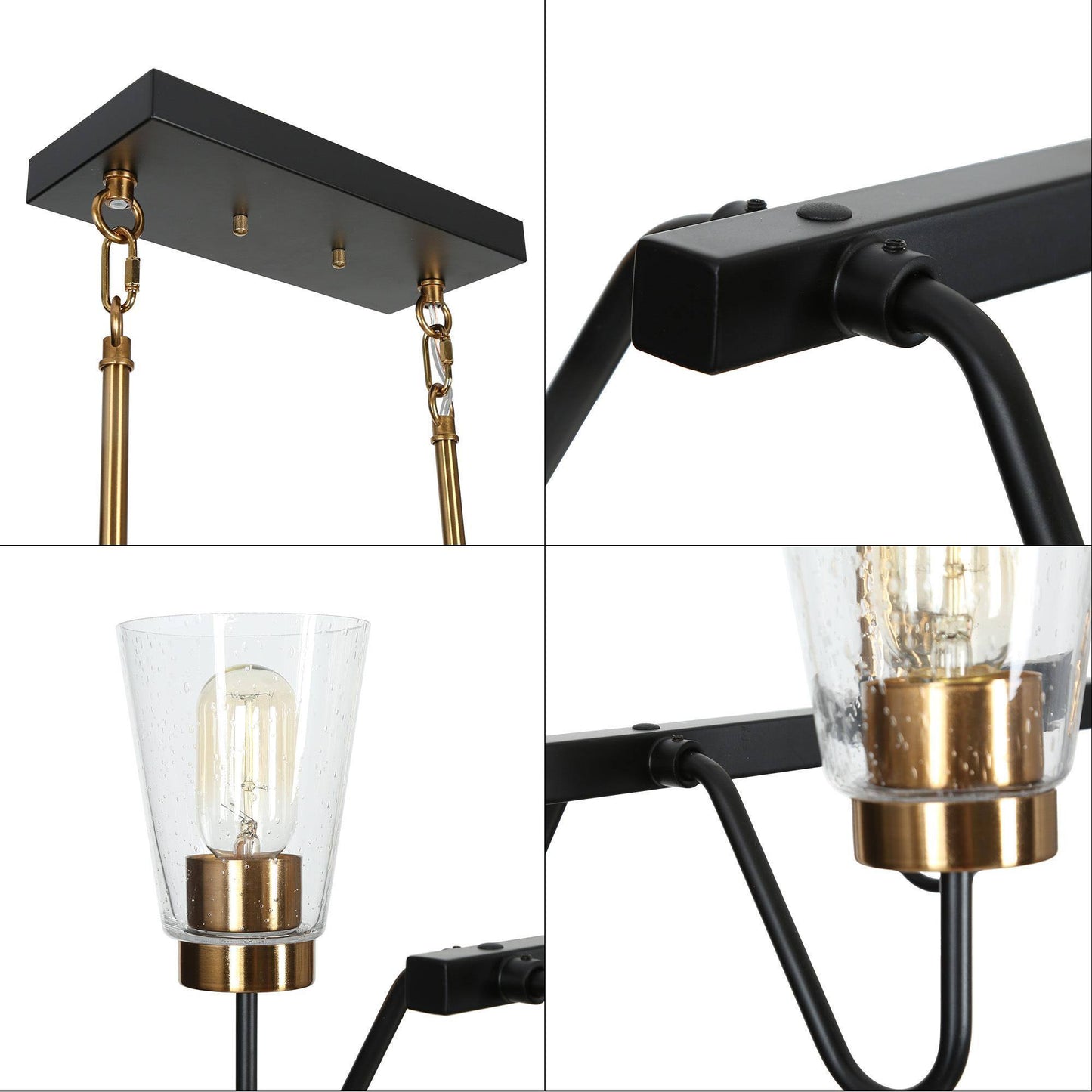 Neil 6-Light Large Black&Gold Modern Linear Kitchen Island Light