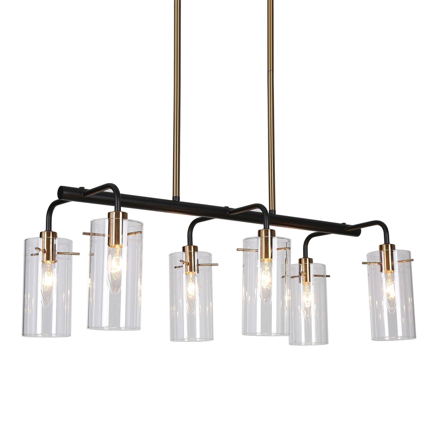 Contemporary 6-Light Island Light Chandelier with Cylindrical Glass