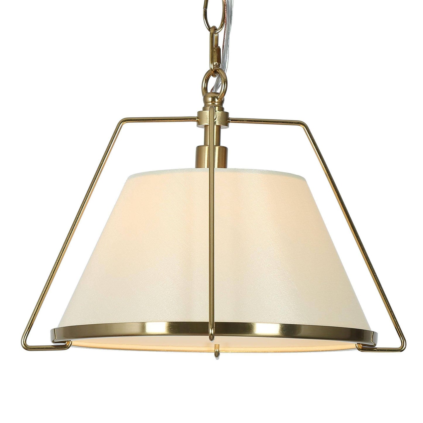 Modern 1-Light Brass Pendant Light with Tapered Fabric Shade