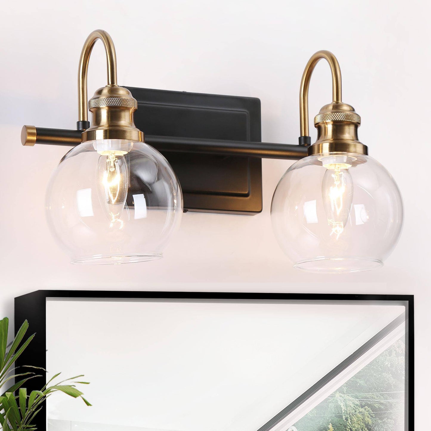 Boyce 2-Light Black and Brass Vanity Light