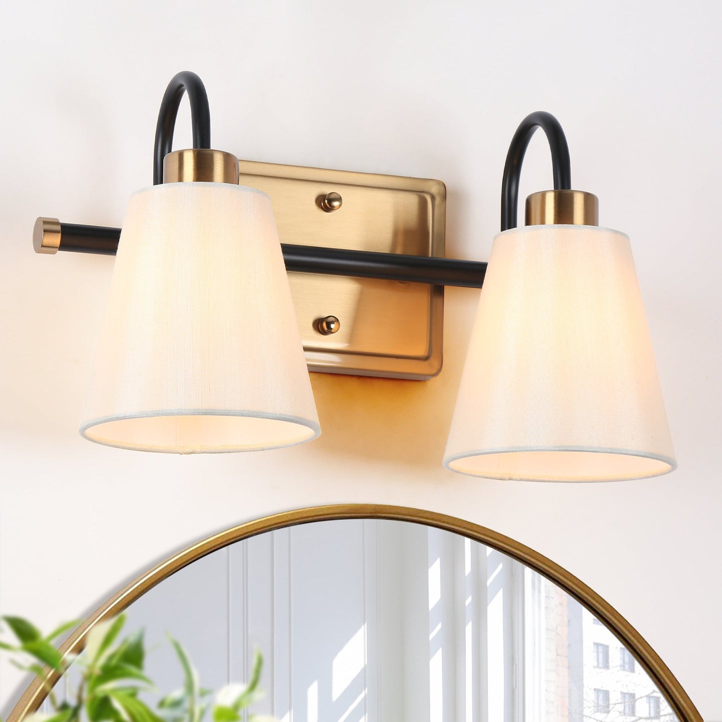 Jacarmellia 2-Light Black and Brass Vanity Light