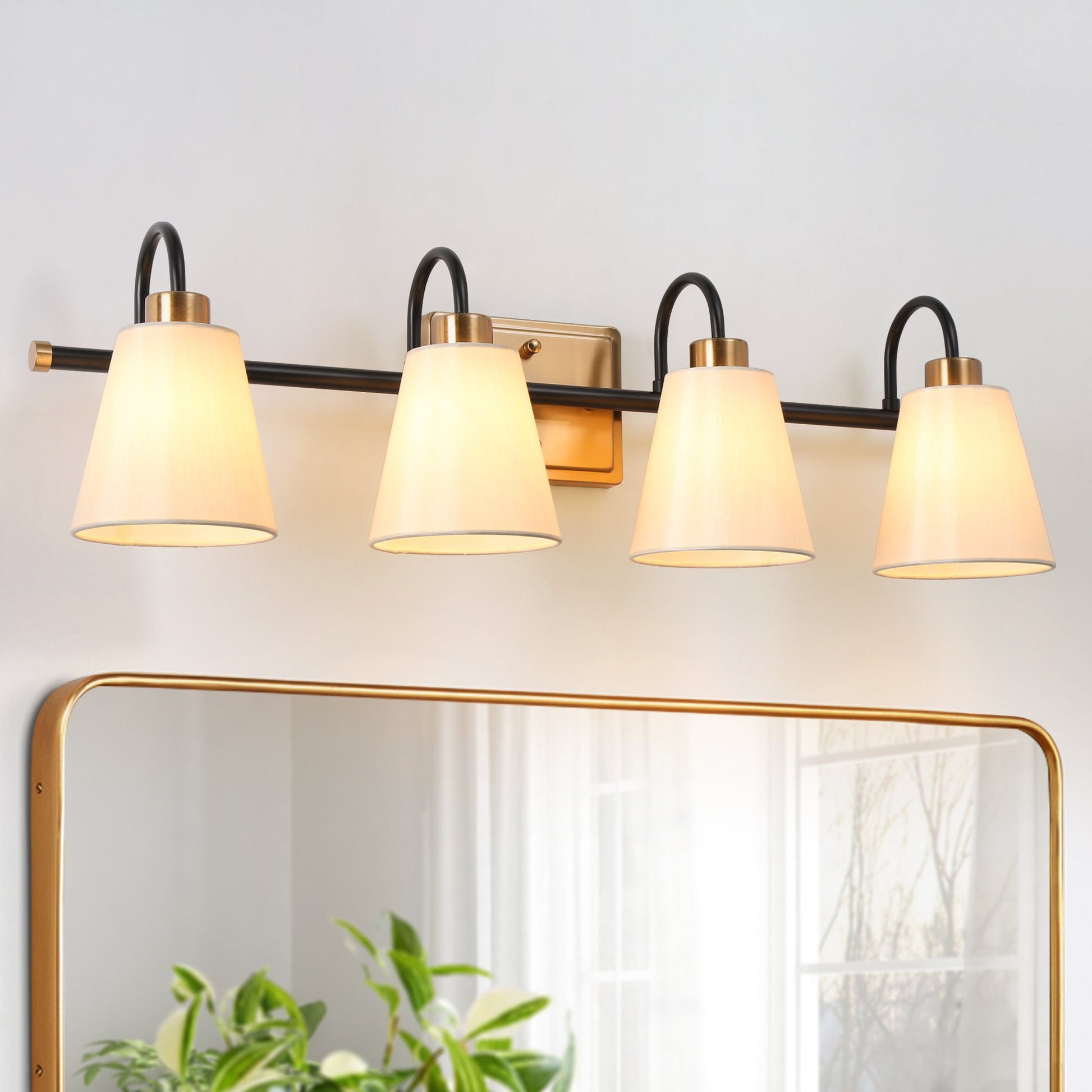 Jacarmellia 4-Light Black and Brass Vanity Light