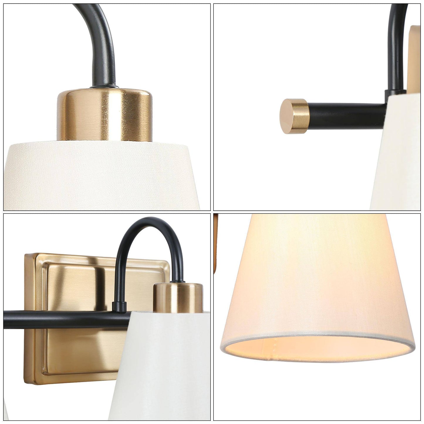 Jacarmellia 4-Light Black and Brass Vanity Light