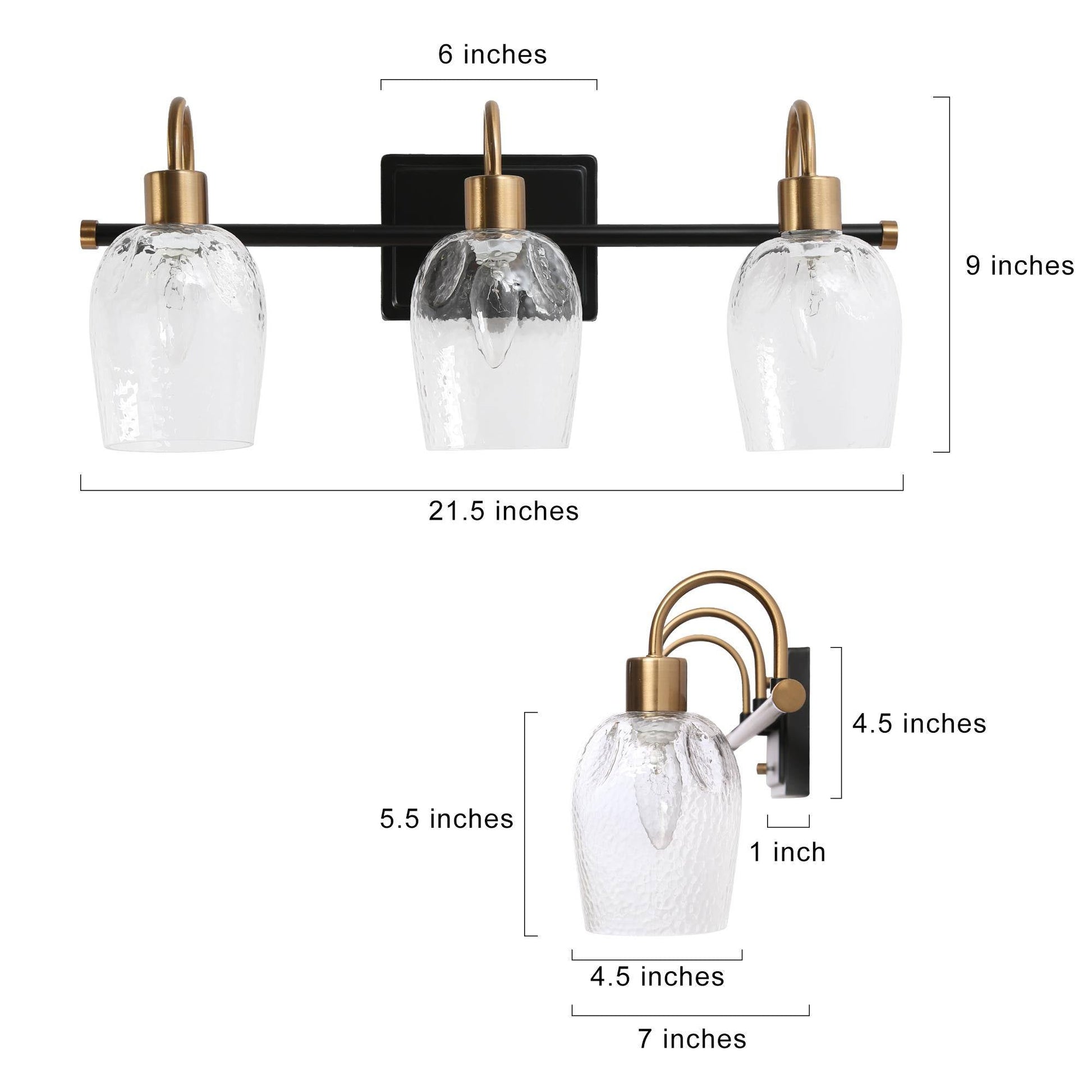 Loniramaja 3-Light Black and Brass Vanity Light