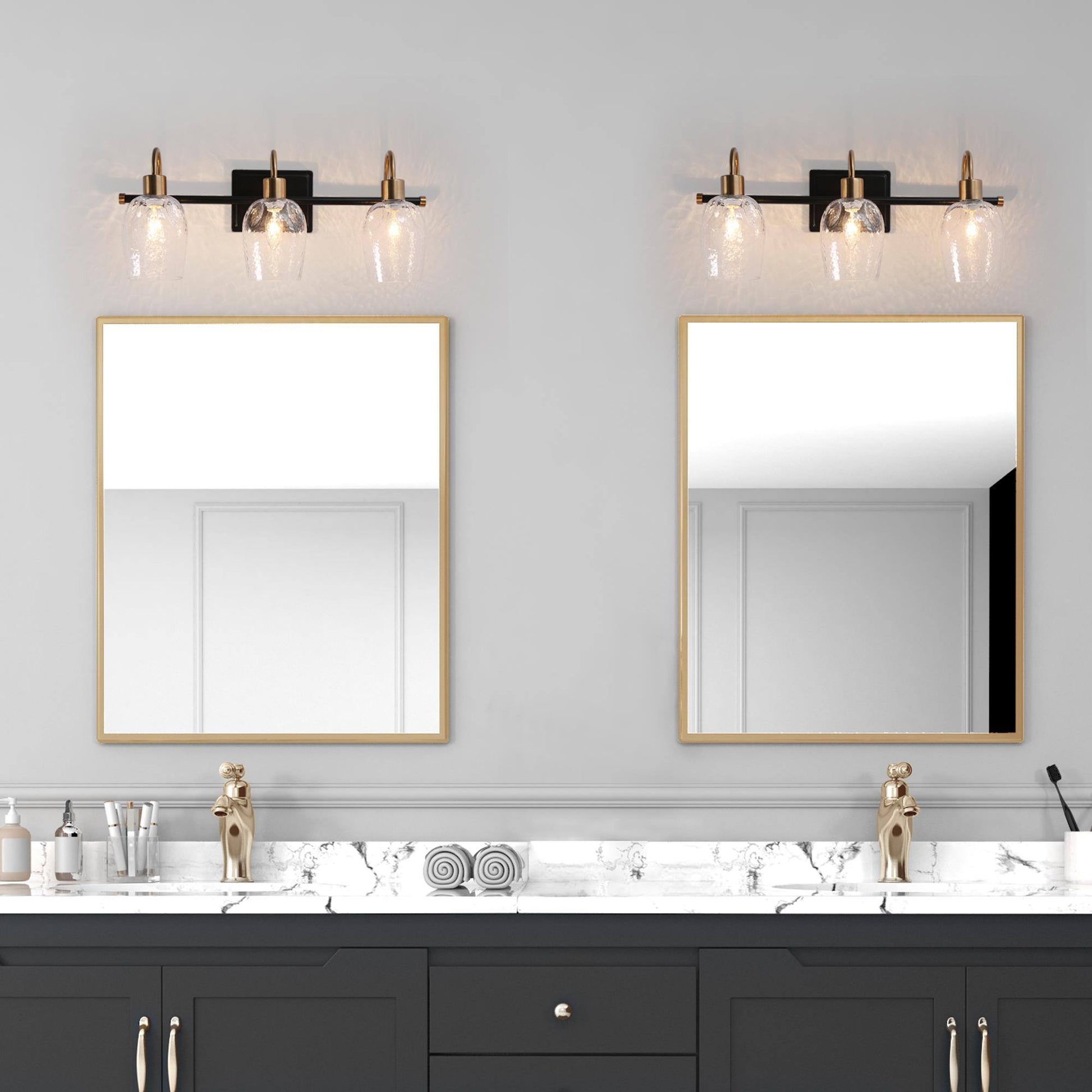 Loniramaja 3-Light Black and Brass Vanity Light