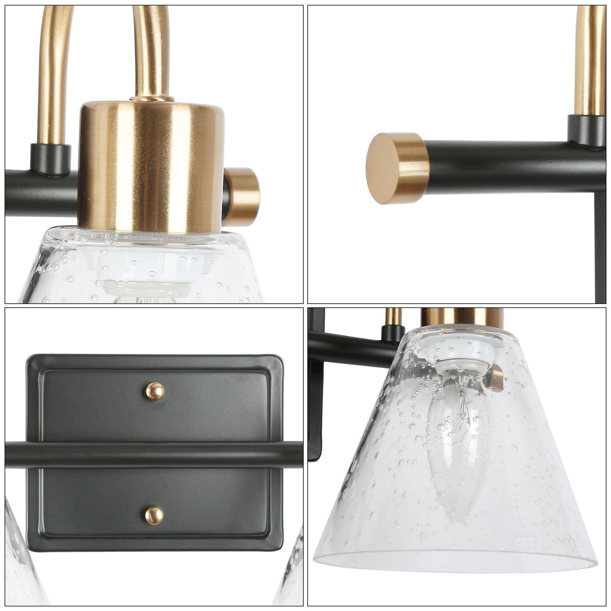 Amaduz 2-Light Black and Gold Vanity Light