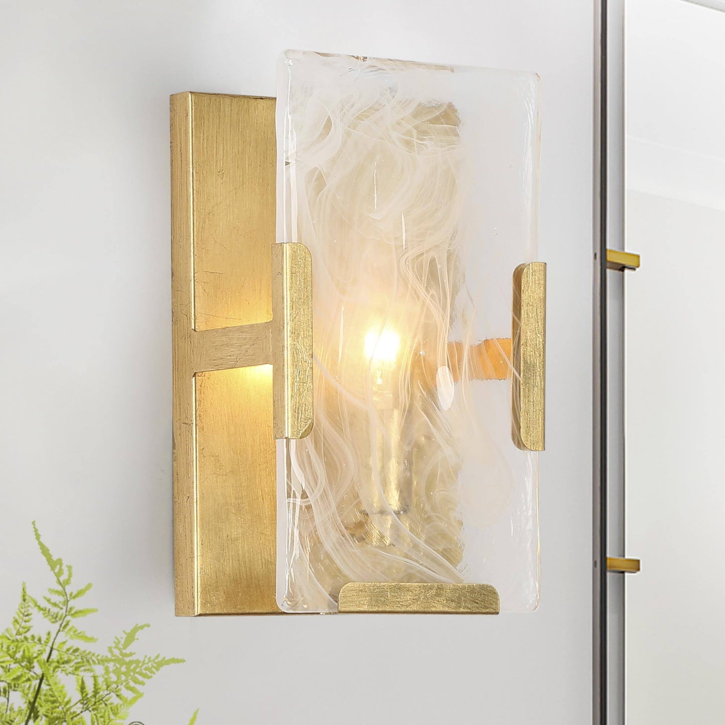 Chromaticrisp 1-Light Modern Goldleaf and White Wall Sconces