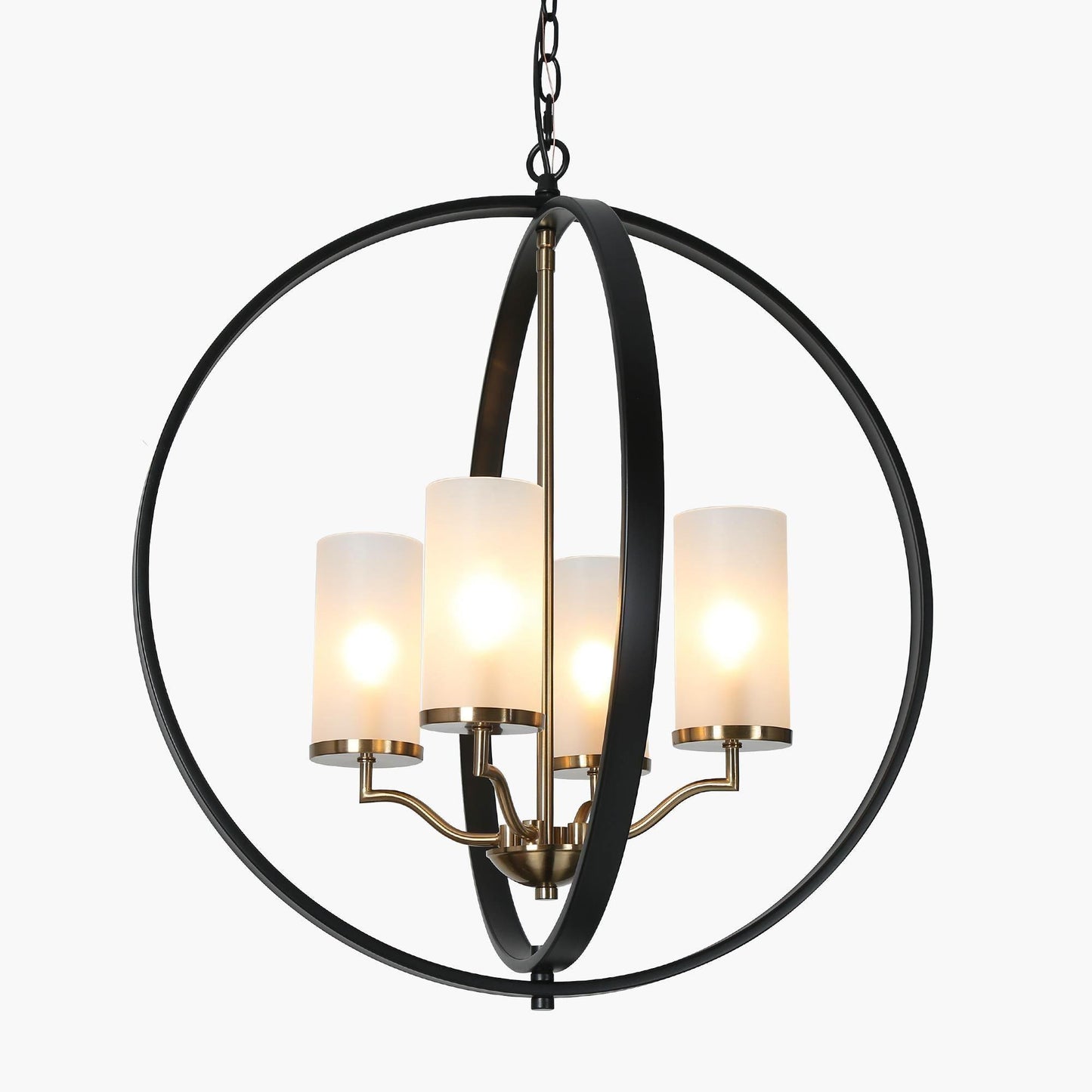 4-Light Globe Frosted Glass Chandeliers - Belles Lighting