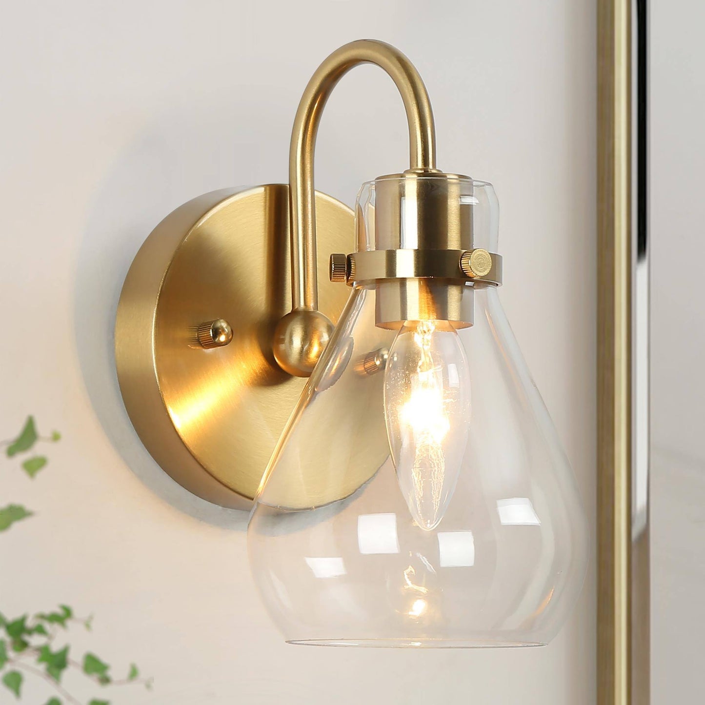 Thimbleweed 1-Light Modern Gold Bell Clear Glass Wall Sconces