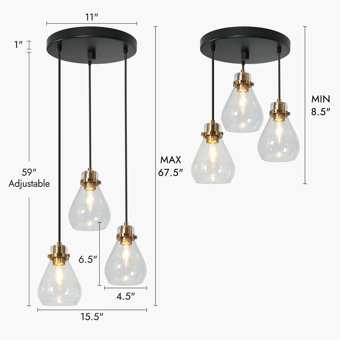 Thimbleweed 3-Light Small Black Chandelier