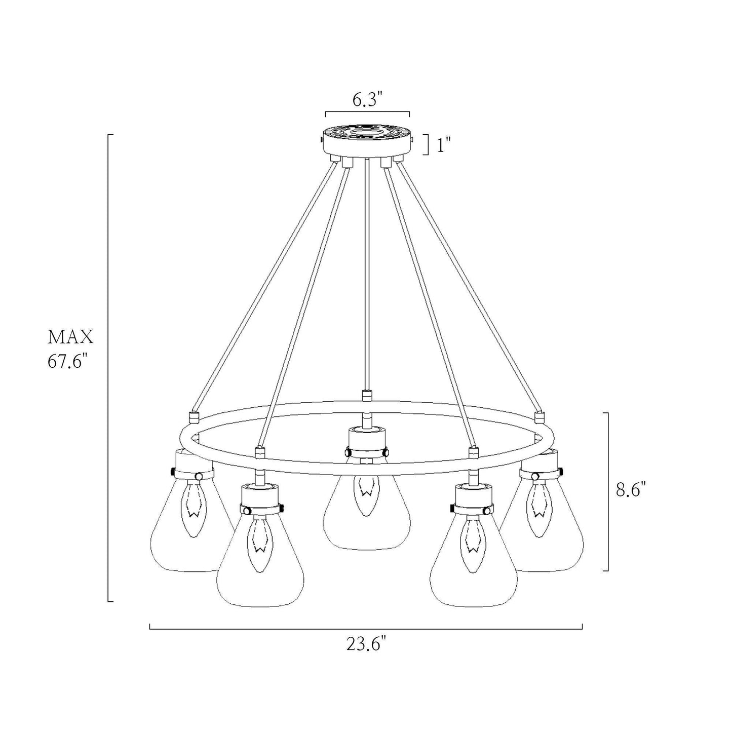 Thimbleweed 5-Light Medium Gold Chandelier