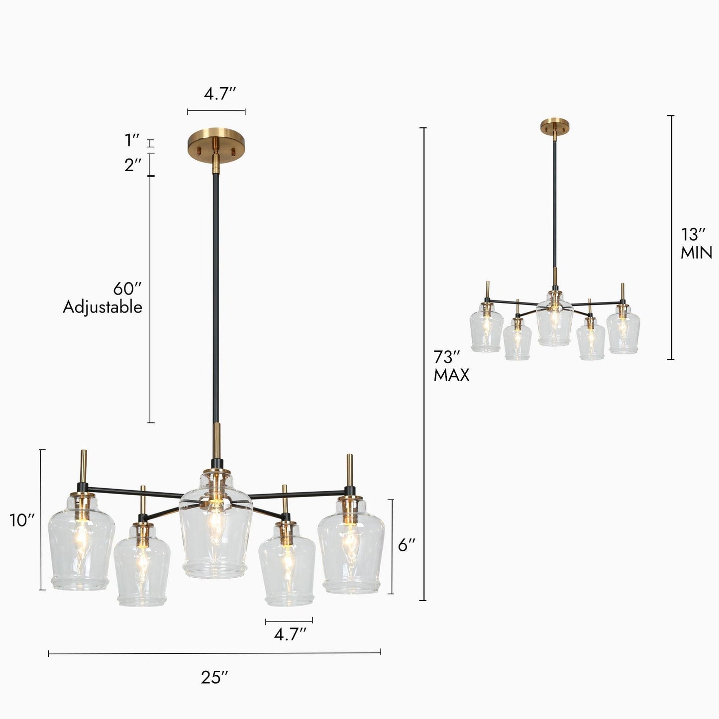 Grandiflorus 5-Light Medium Black Chandelier