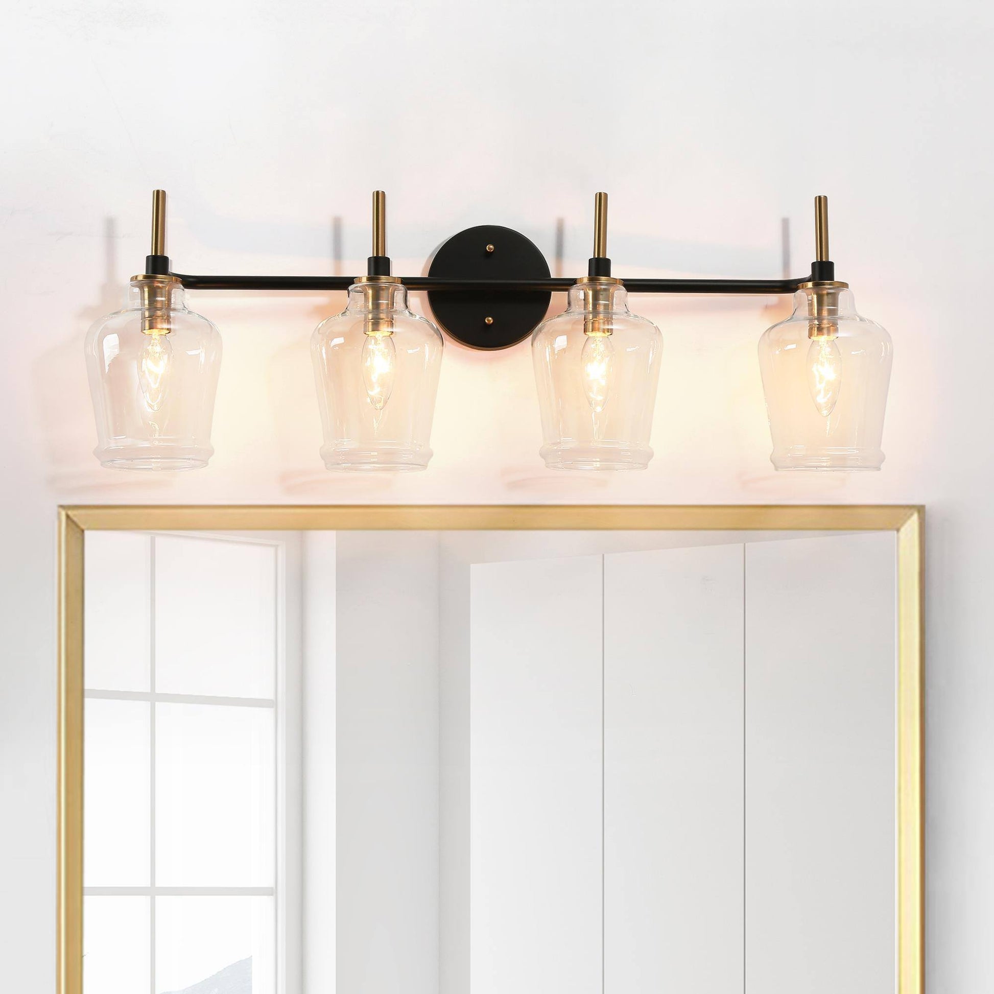 Grandiflorus 4-Light Black and Brass Vanity Light