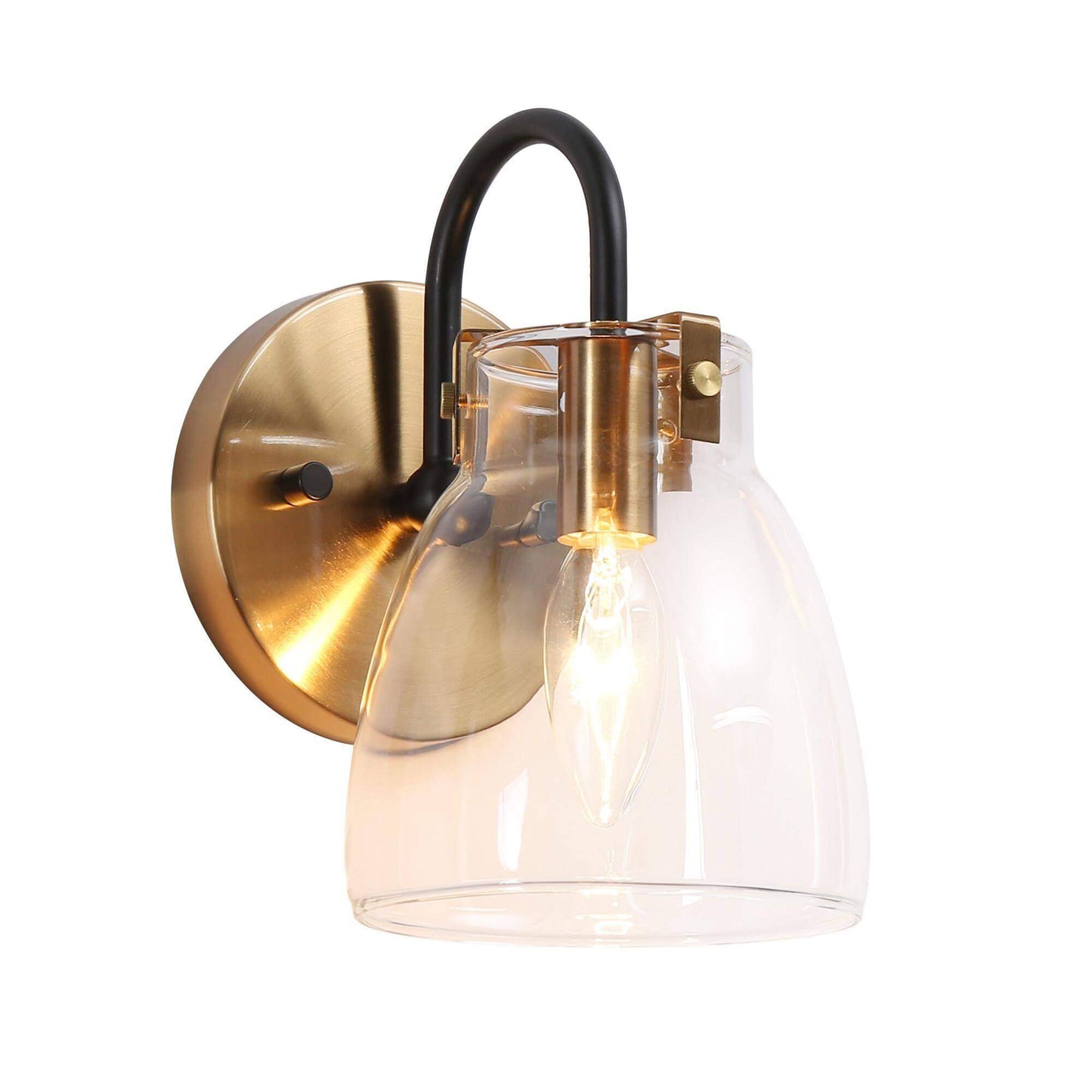 Modern Gold Wall Sconce with Clear Glass Shade