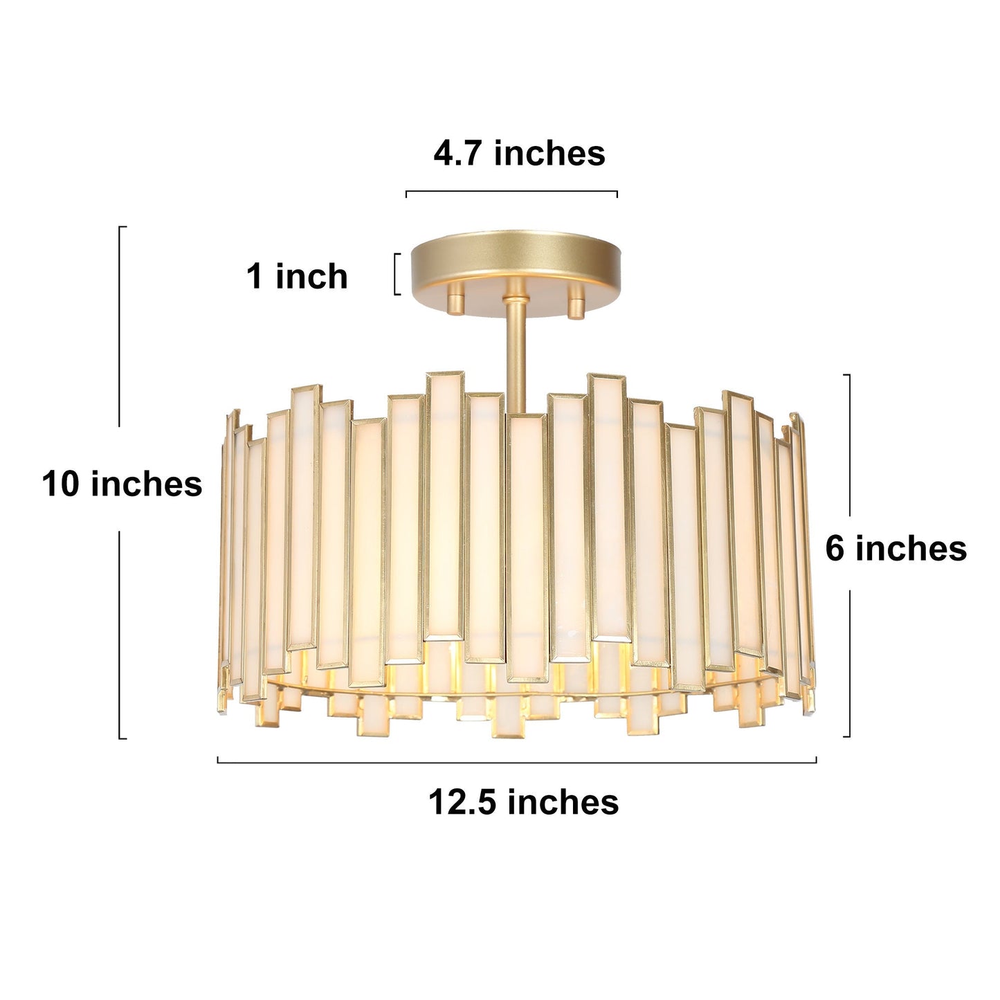 Hemaaolay 3-Light Mini Gold Semi-Flush-Mount Light