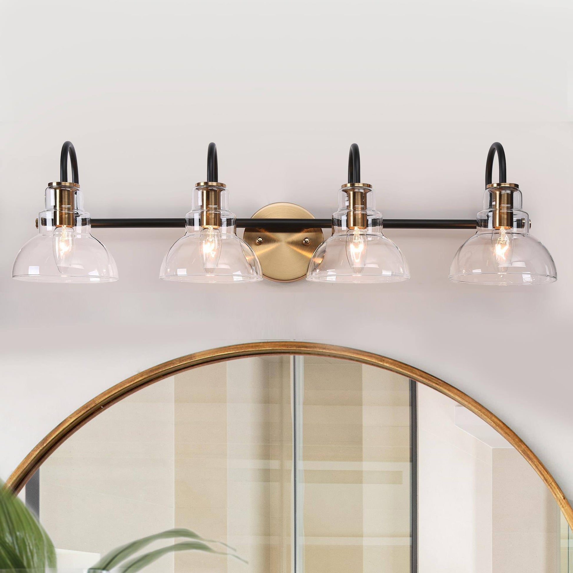 Saxifraga 4-Light Black and Brass Vanity Light