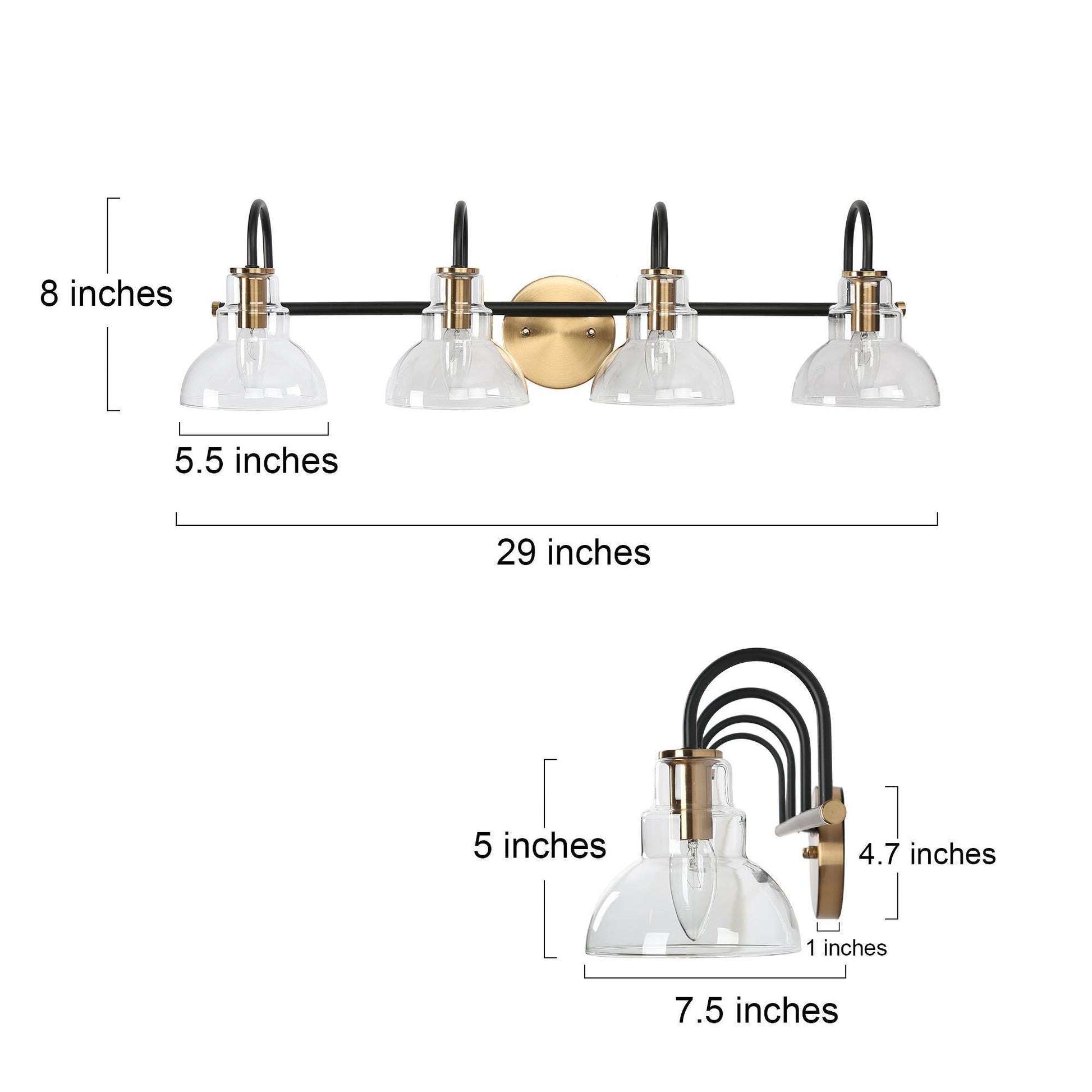 Saxifraga 4-Light Black and Brass Vanity Light