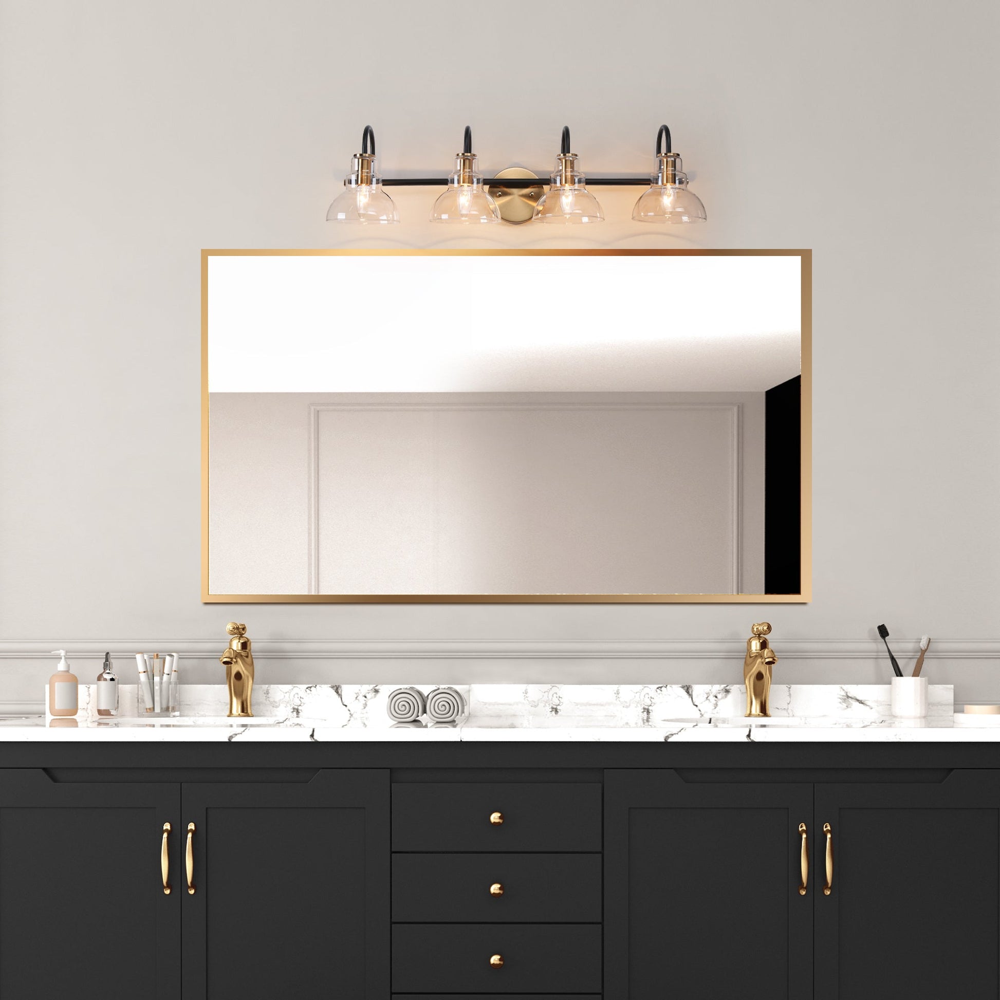 Saxifraga 4-Light Black and Brass Vanity Light