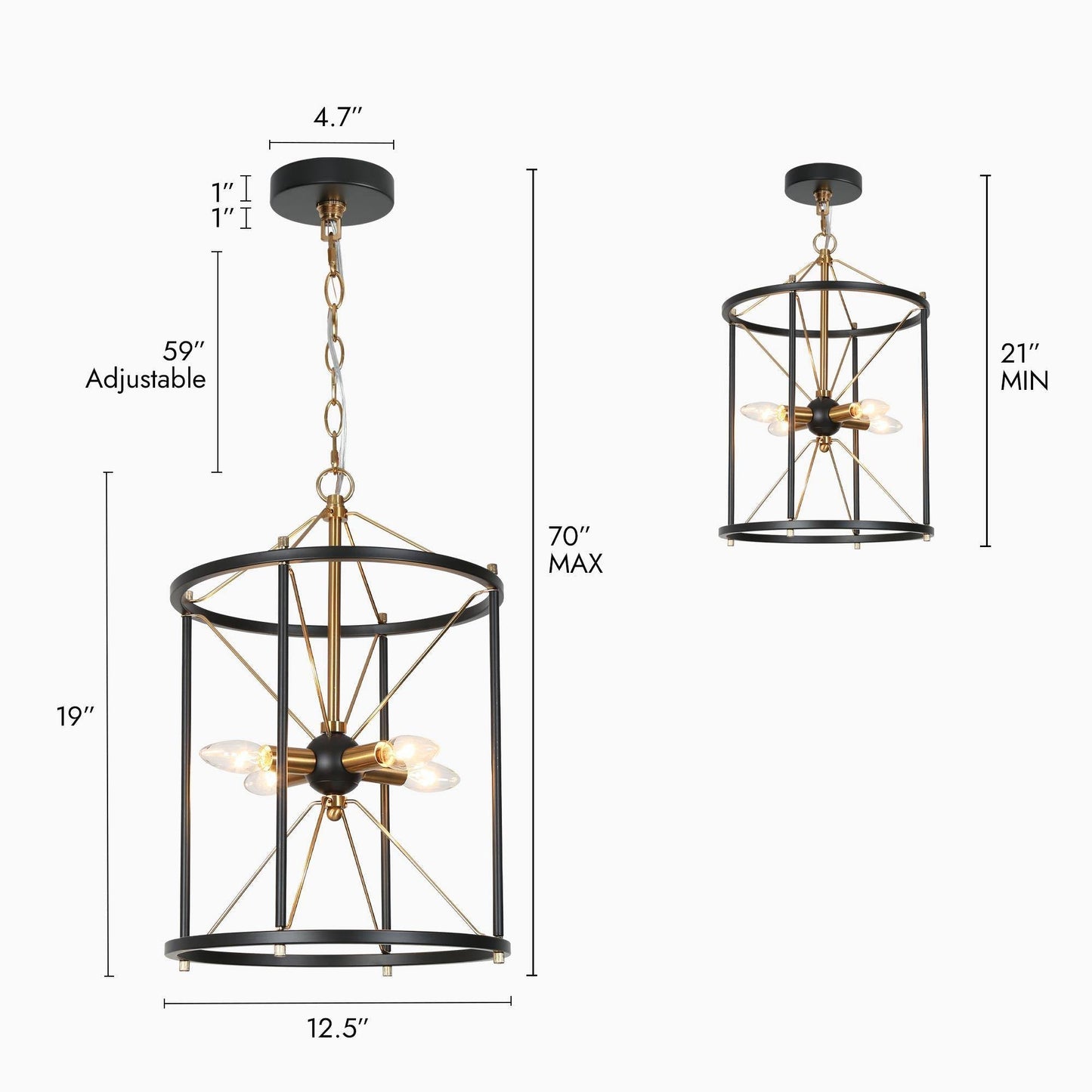 Odelette 4-Light Mini Black Chandelier