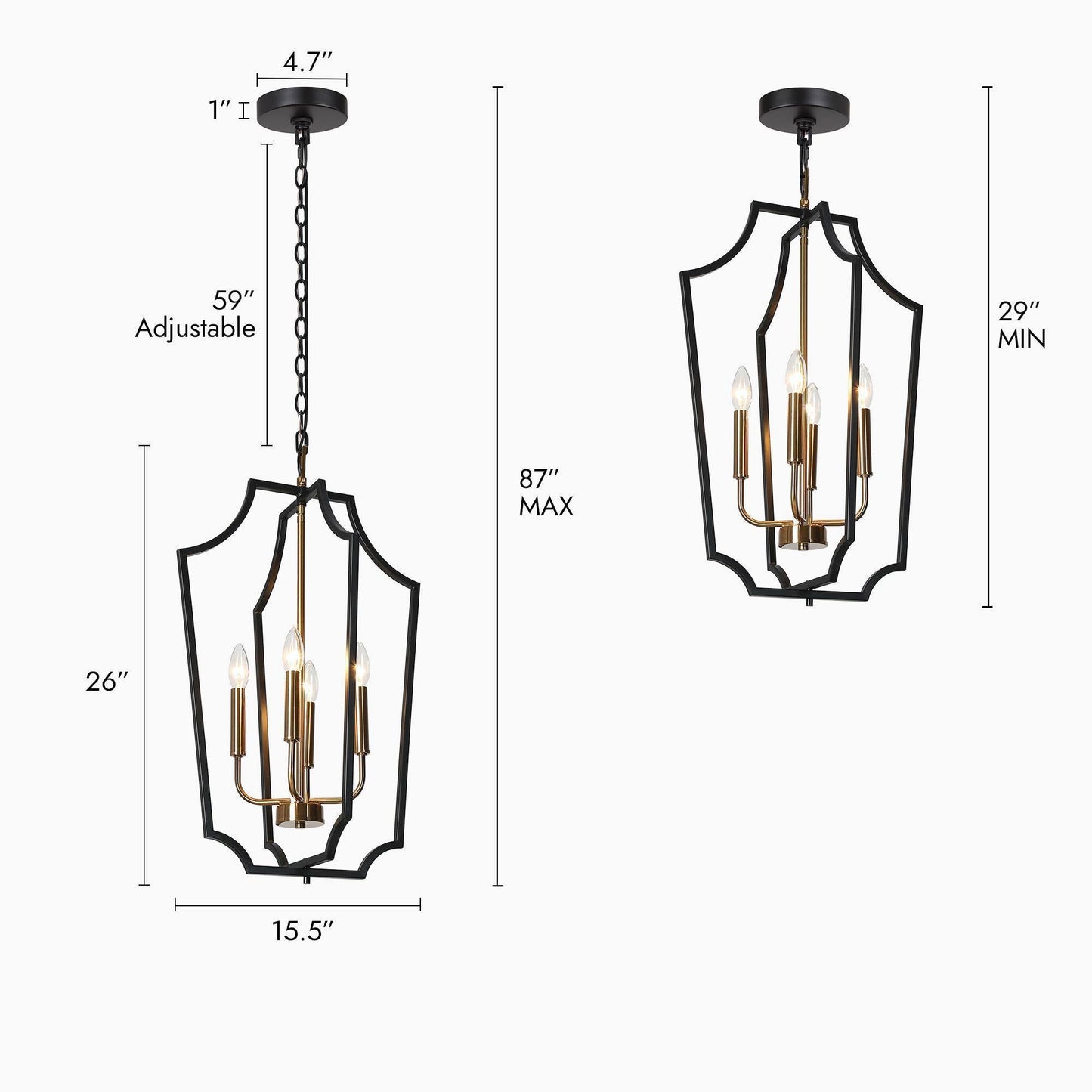 Vicuna 4-Light Small Brass Chandelier