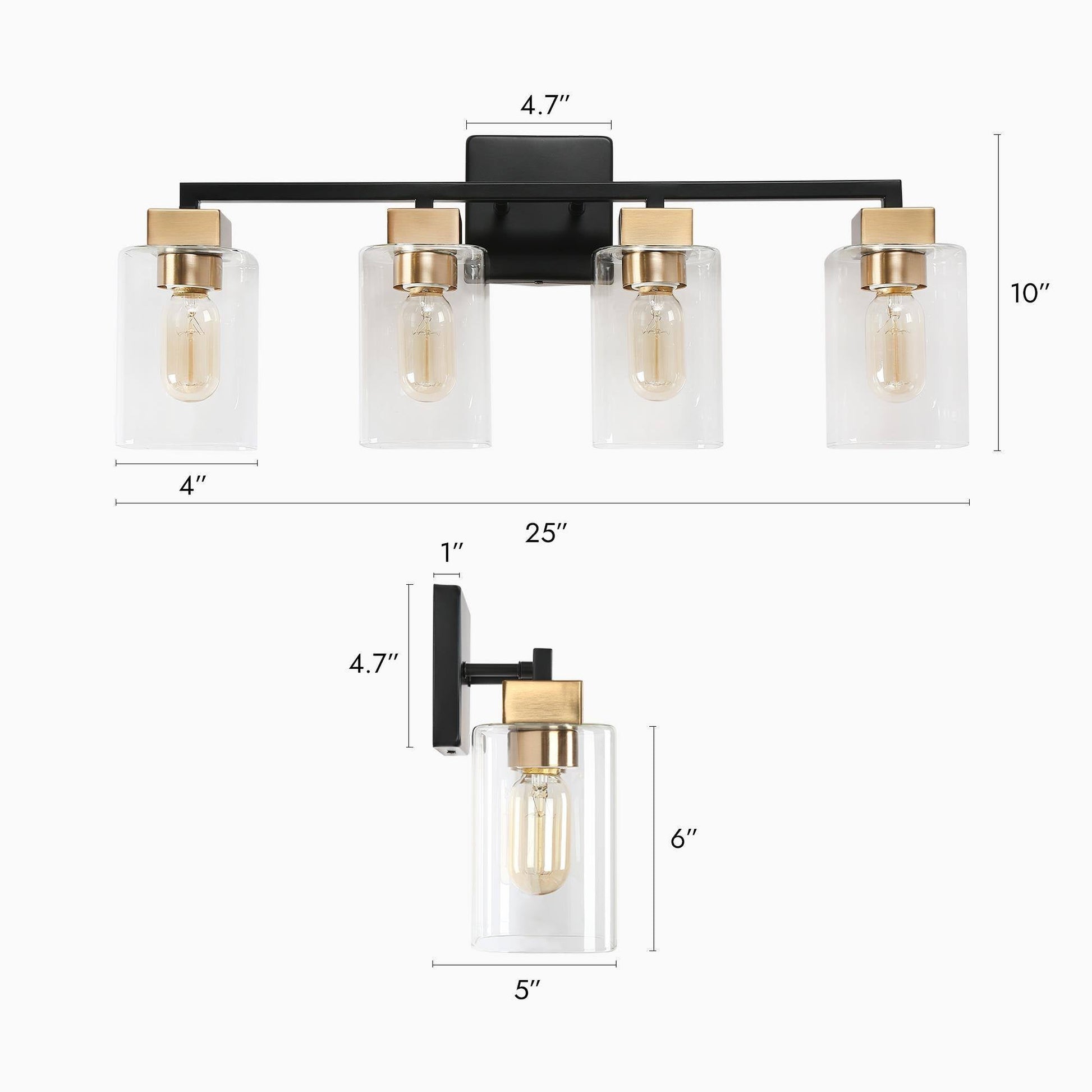 Kumarahou 4-Light Black and Brass Vanity Light