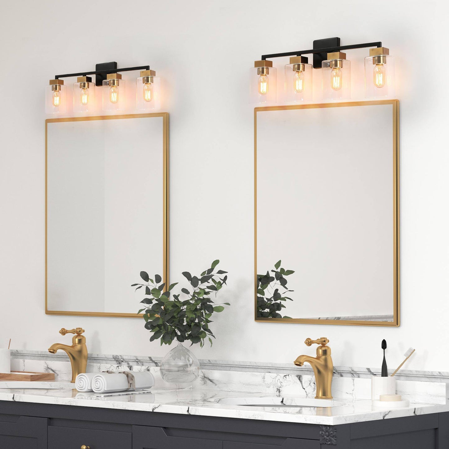 Kumarahou 4-Light Black and Brass Vanity Light