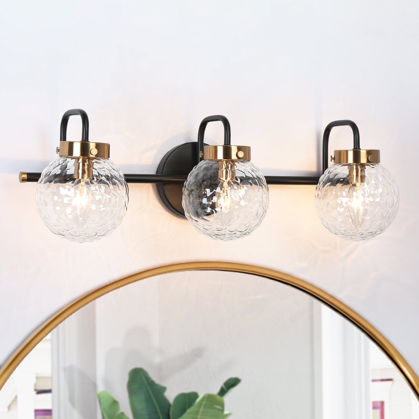 Astrid 3-Light Black and Brass Vanity Light