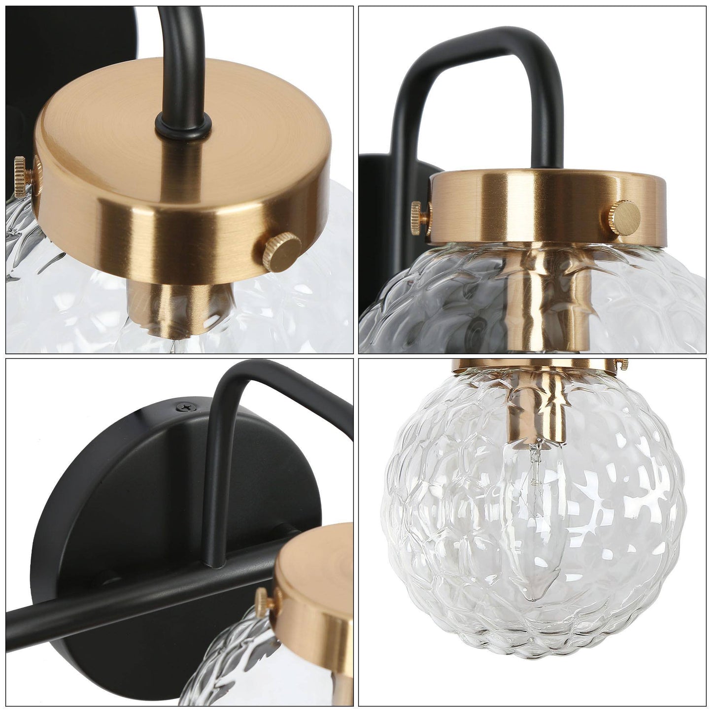 Astrid 3-Light Black and Brass Vanity Light