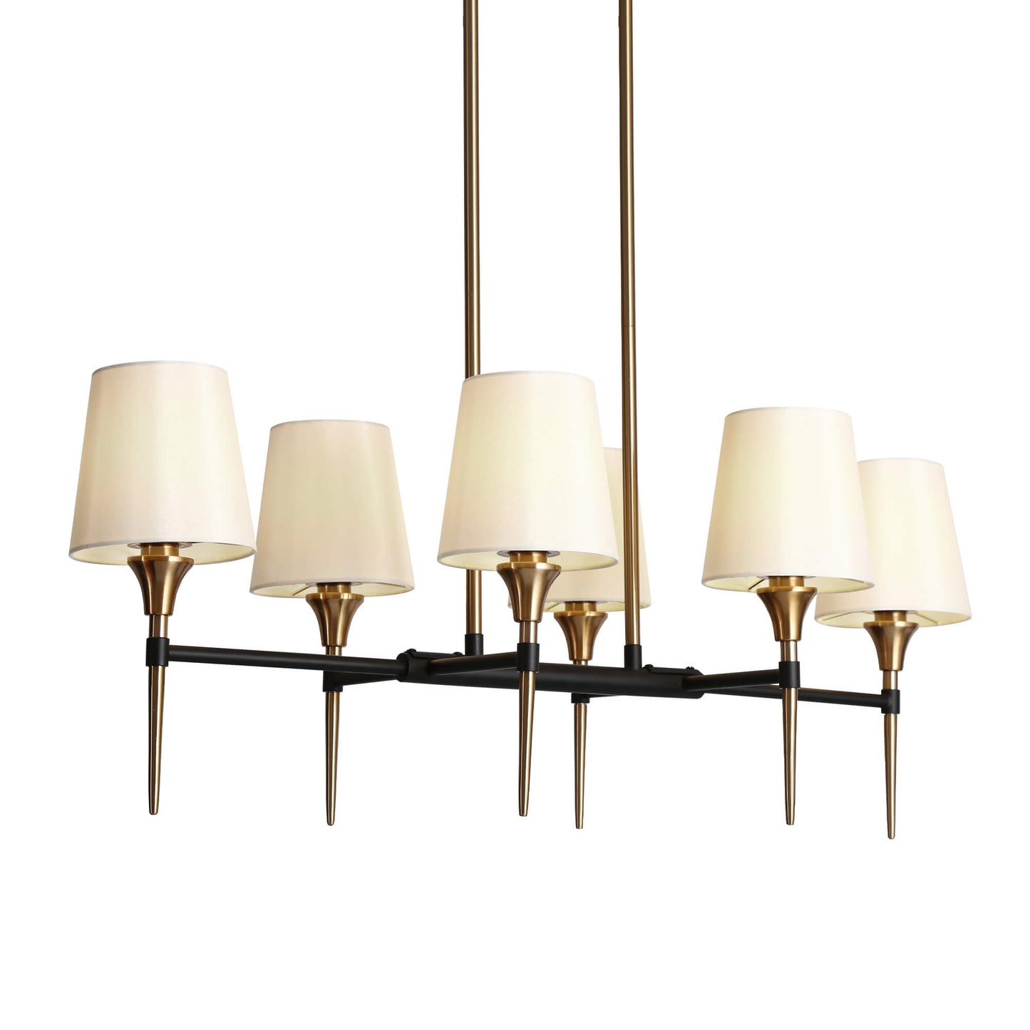 Modern 5-Light Black Gold Island Chandeliers Lights with Fabric Shades