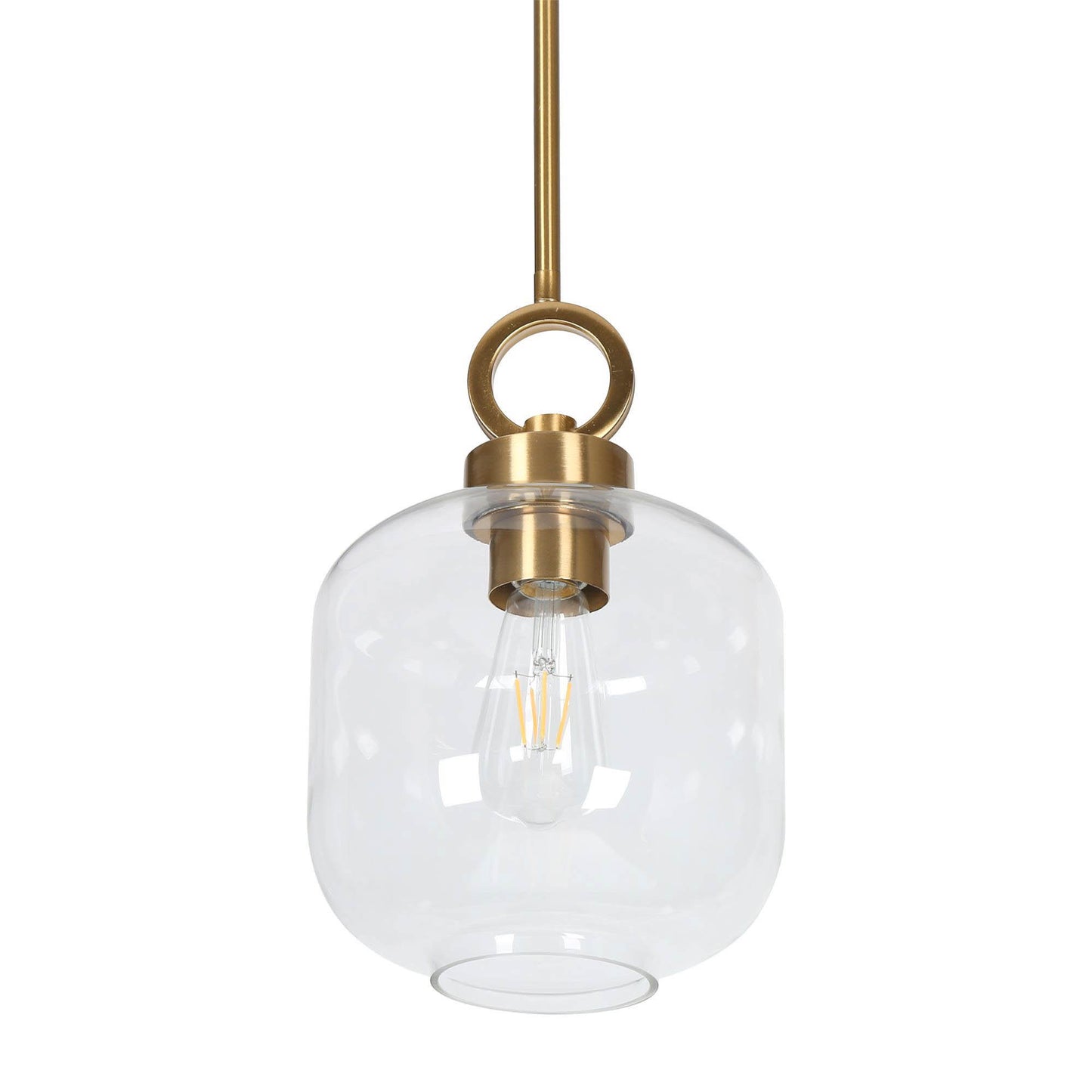 Modern 1-Light Brass Pendant light with Clear Glass Globes