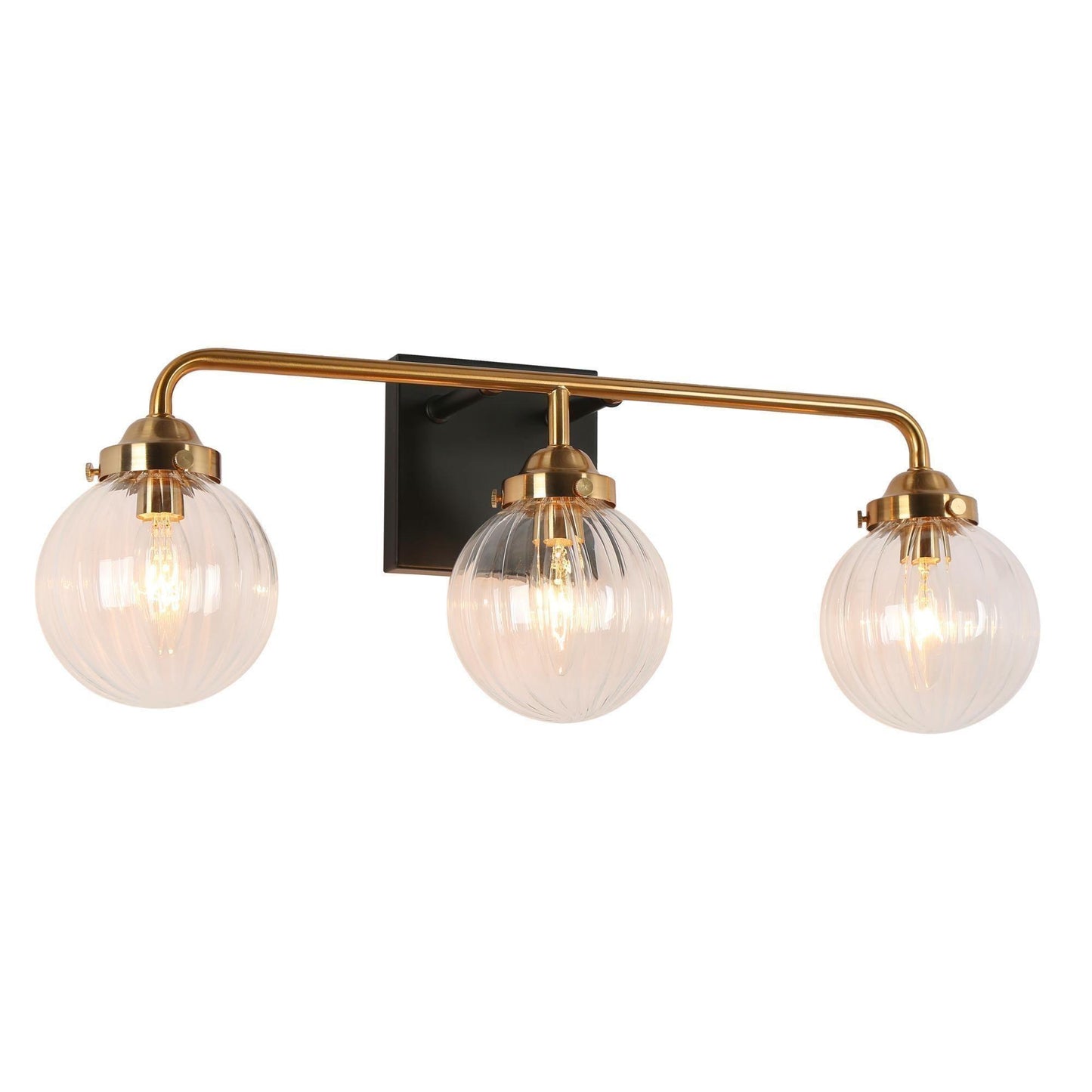 3-Light Bath Vanity Light Ball Clear Glass Wall Lamps - Belles Lighting