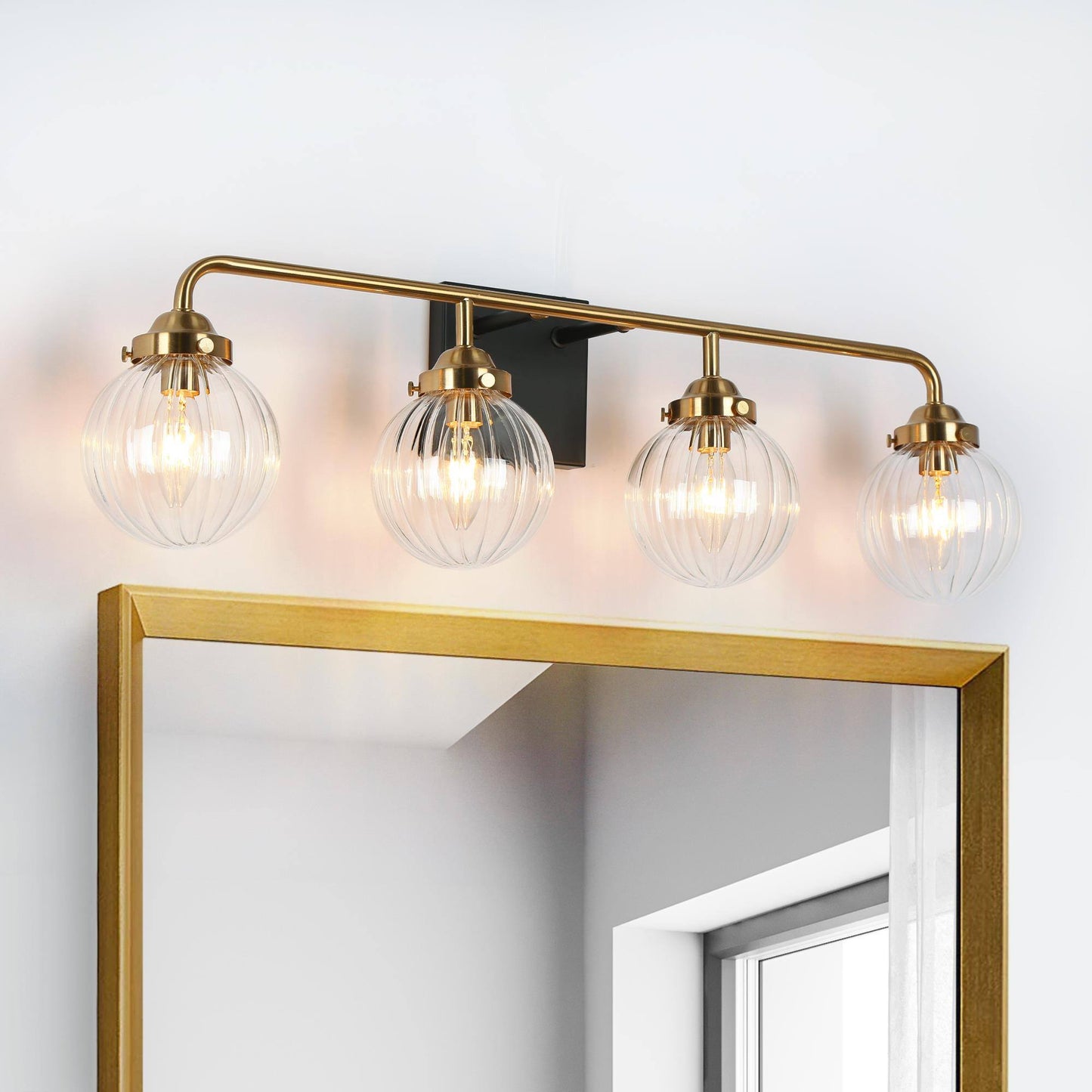 Aroseniss 4-Light Black and Brass Vanity Light