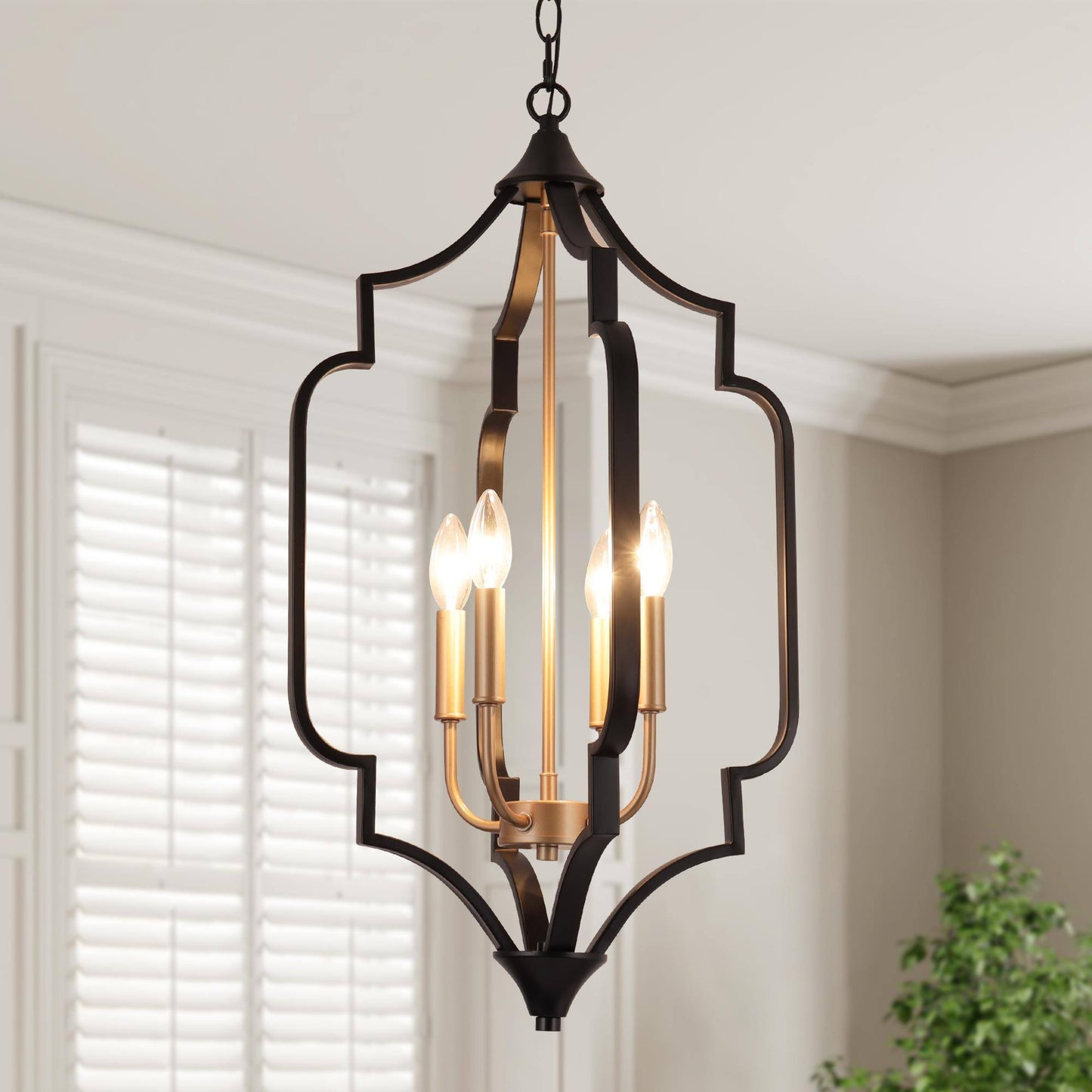 Bratvcuo 4-Light Small Black Chandelier