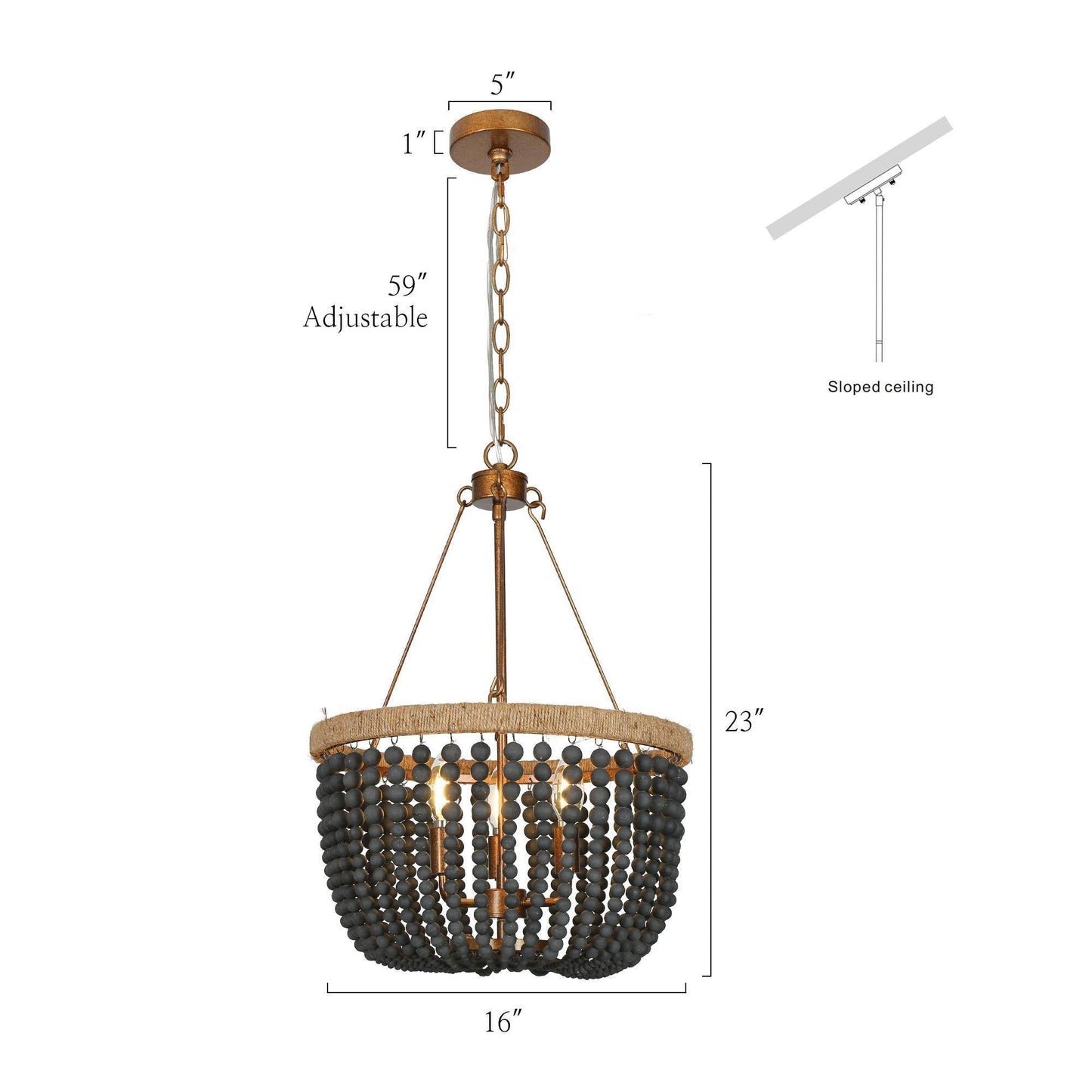 Amaranth 3-Light Small Black Chandelier