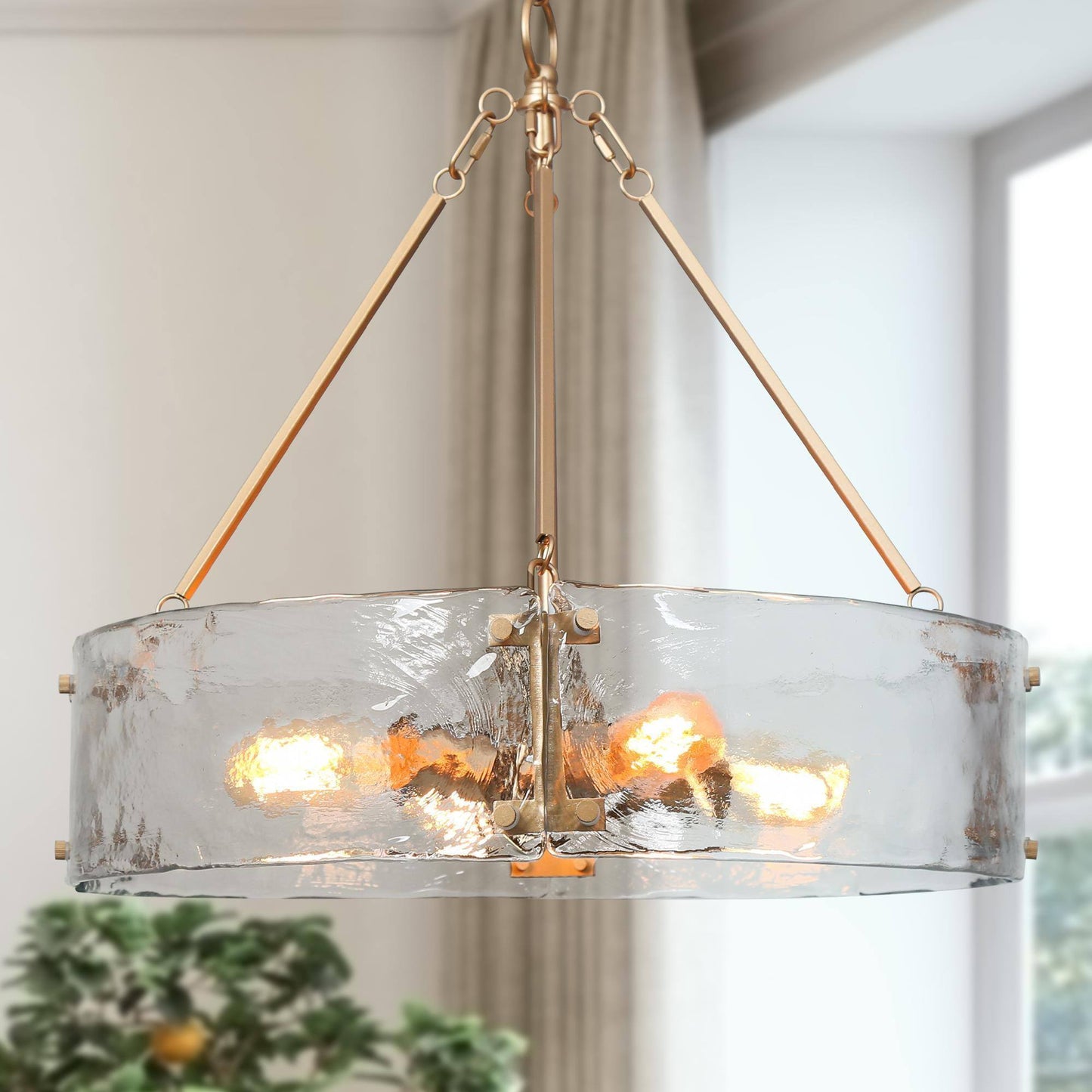 Rflnesiw 4-Light Small Gold Chandelier