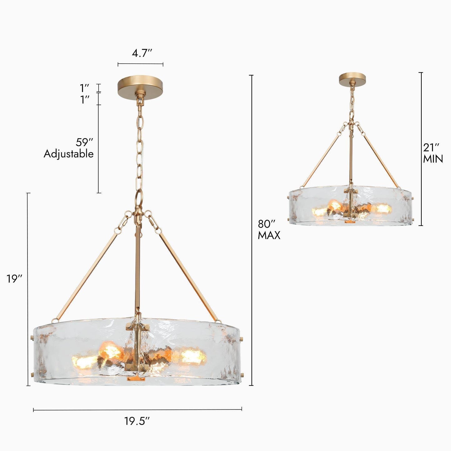 Rflnesiw 4-Light Small Gold Chandelier