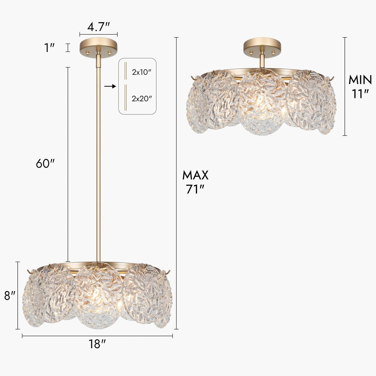 Mediconre 5-Light Small Gold Chandelier