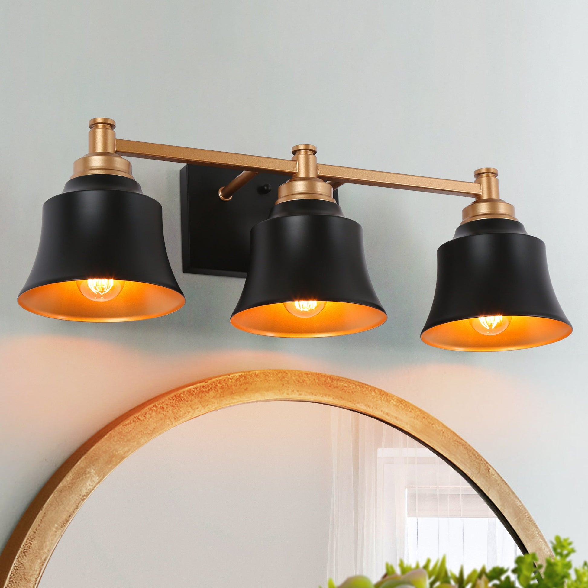 Phapricornus 3-Light Black and Gold Vanity Light