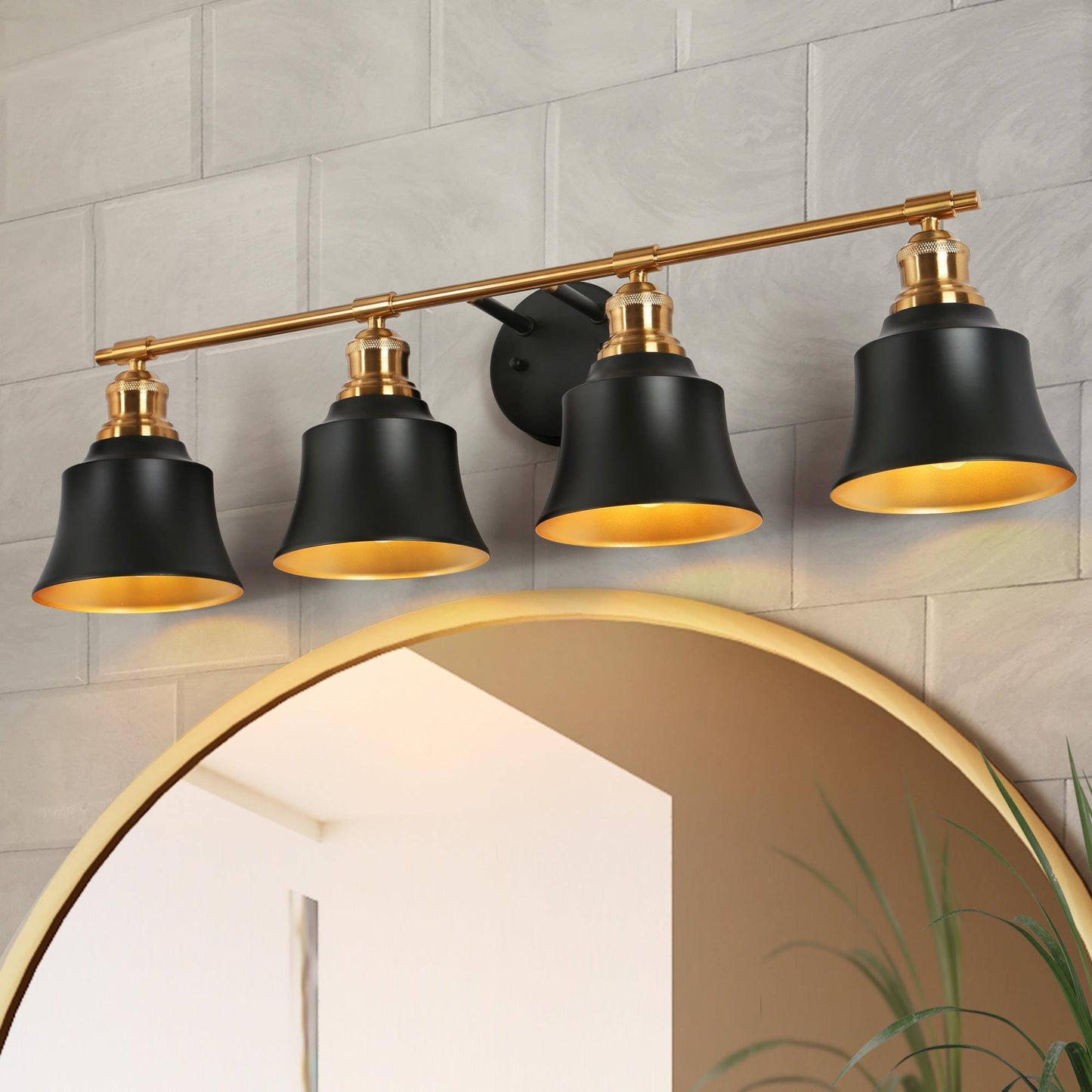 Webanfea 4-Light Black and Gold Vanity Light