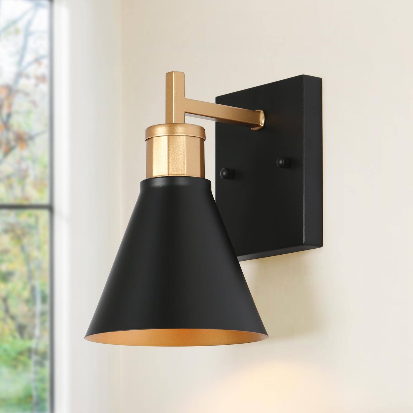 Umbralicious 1-Light Modern Black and Gold Indoor Wall Sconces 